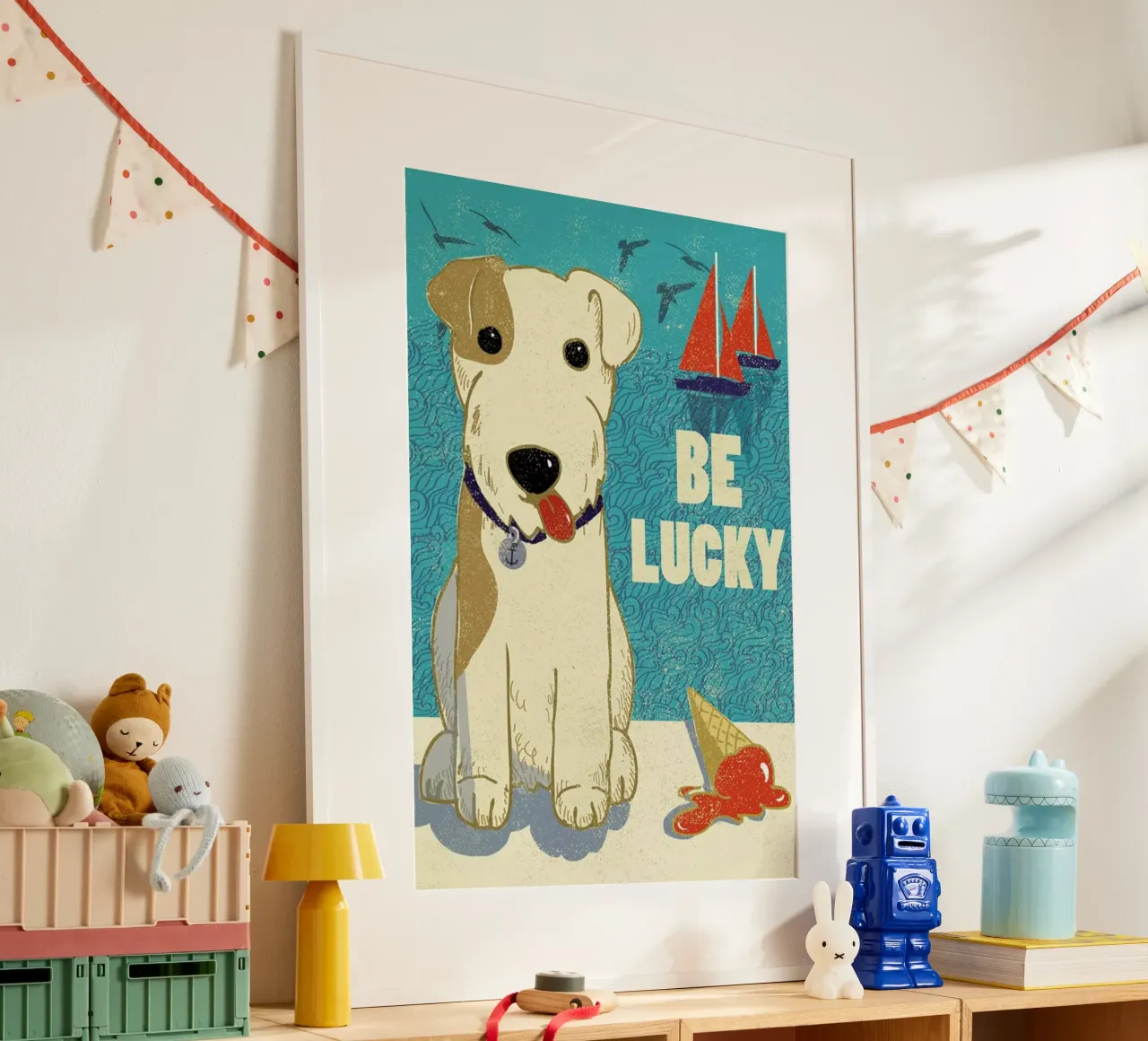 Be Lucky poster con telaio in alluminio da Rocket68