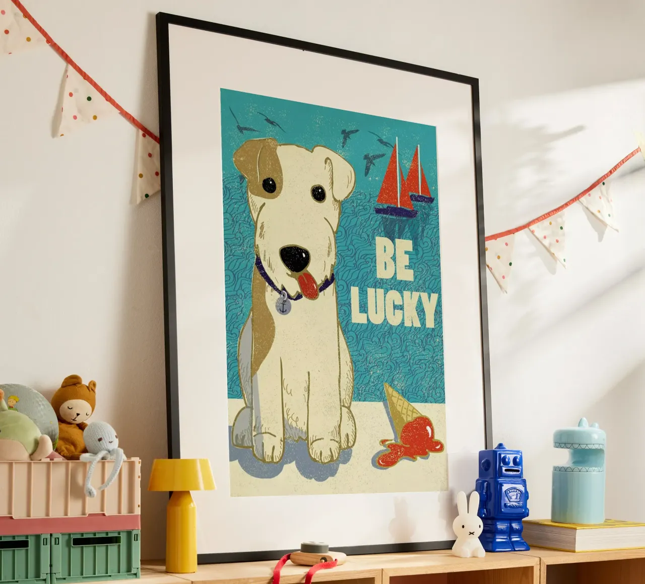 Be Lucky poster con telaio in alluminio da Rocket68