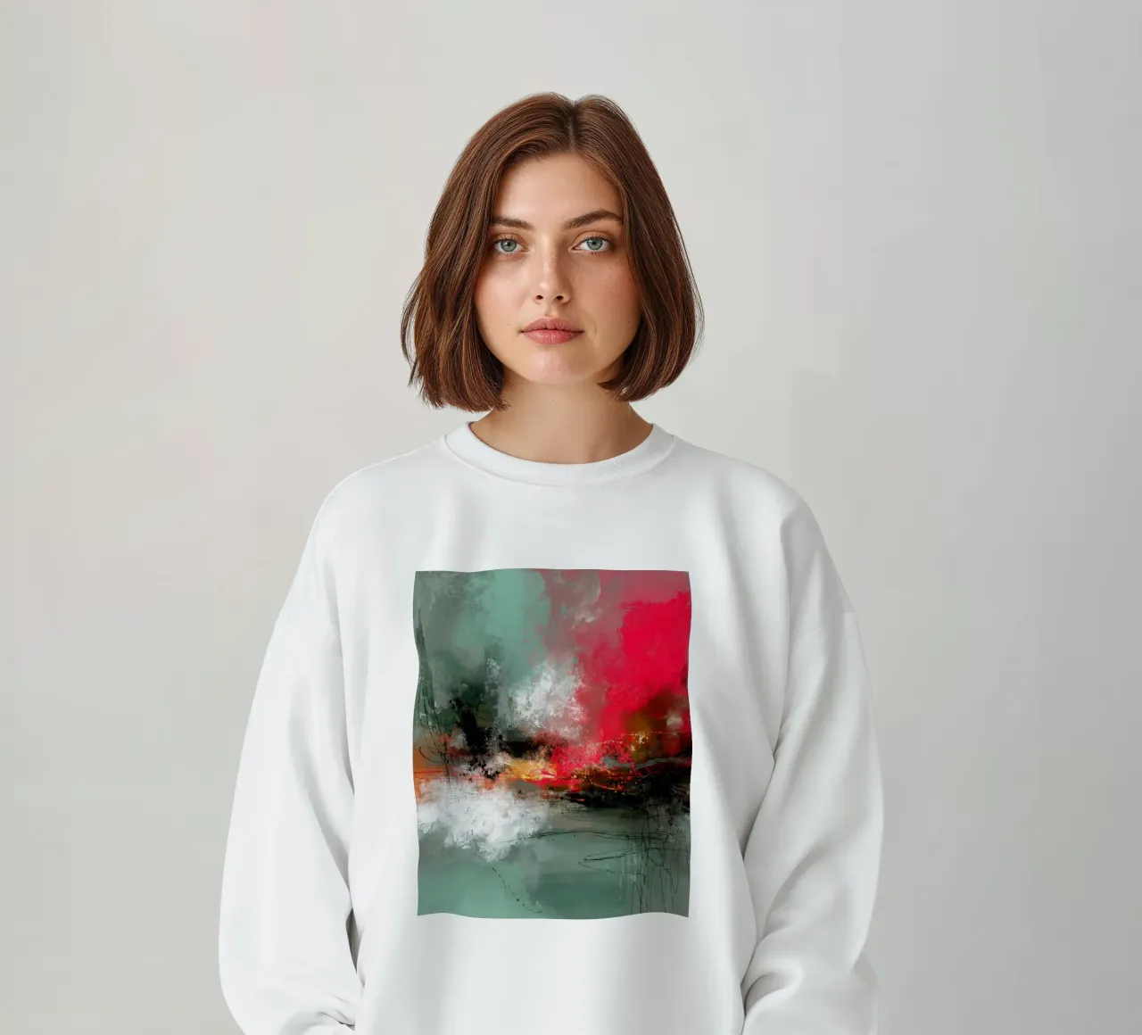 Collisione silenziosa Composizione astratta rossa e verde felpa da StudioVO