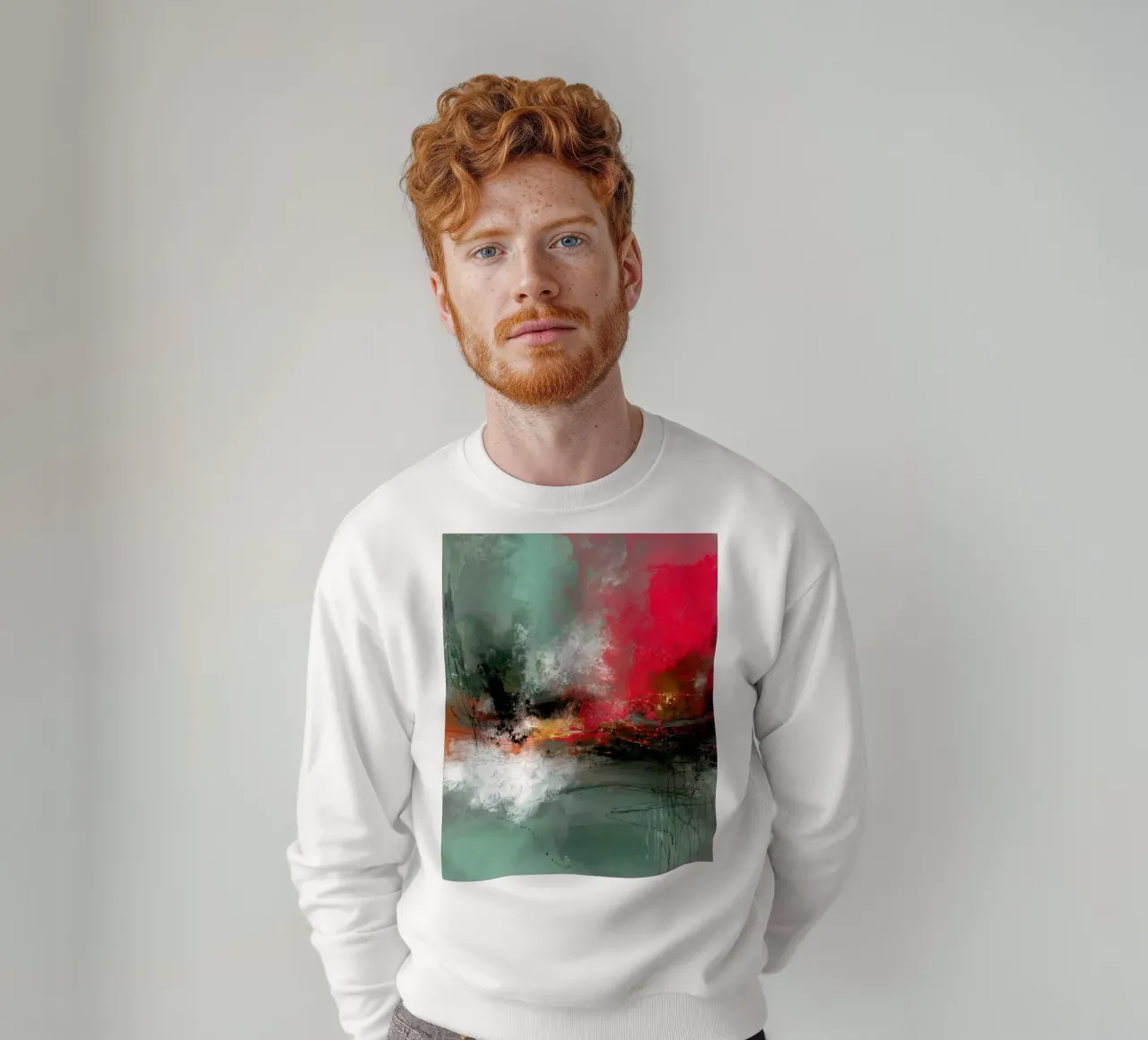 Collisione silenziosa Composizione astratta rossa e verde felpa da StudioVO