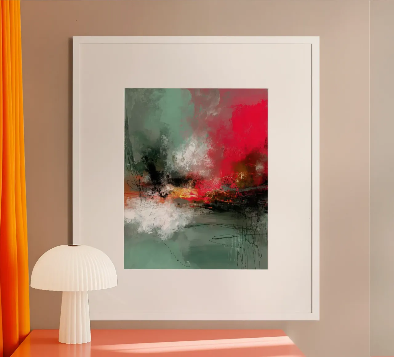 Silent Collision Abstract Red and Green Composition hahnemühle by StudioVO