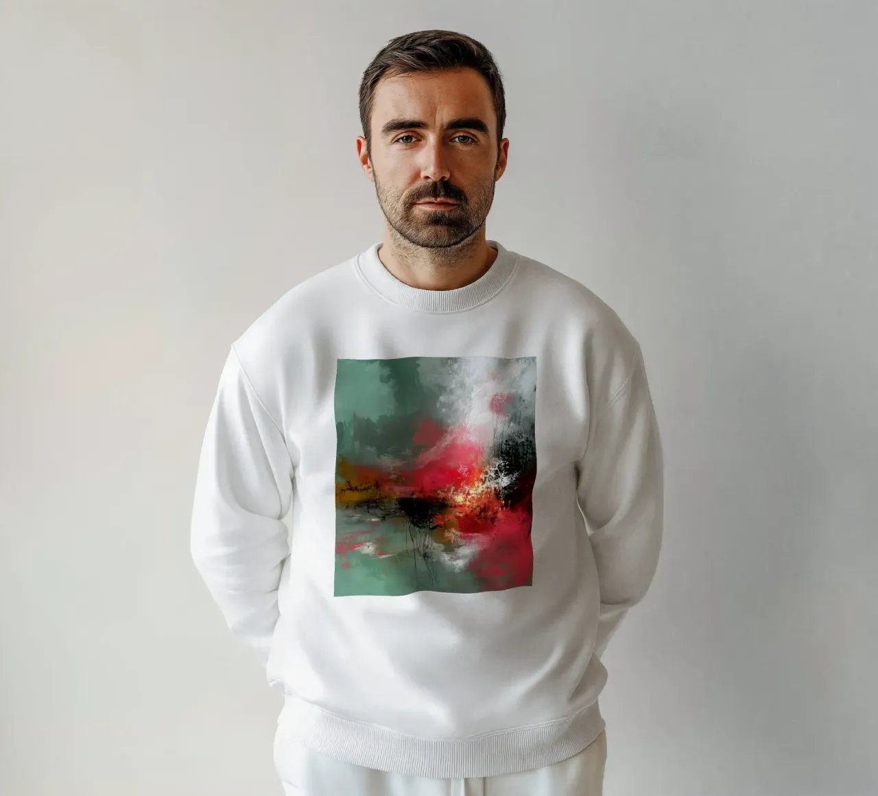 Orizzonte rosso Composizione astratta con verde e bianco felpa da StudioVO