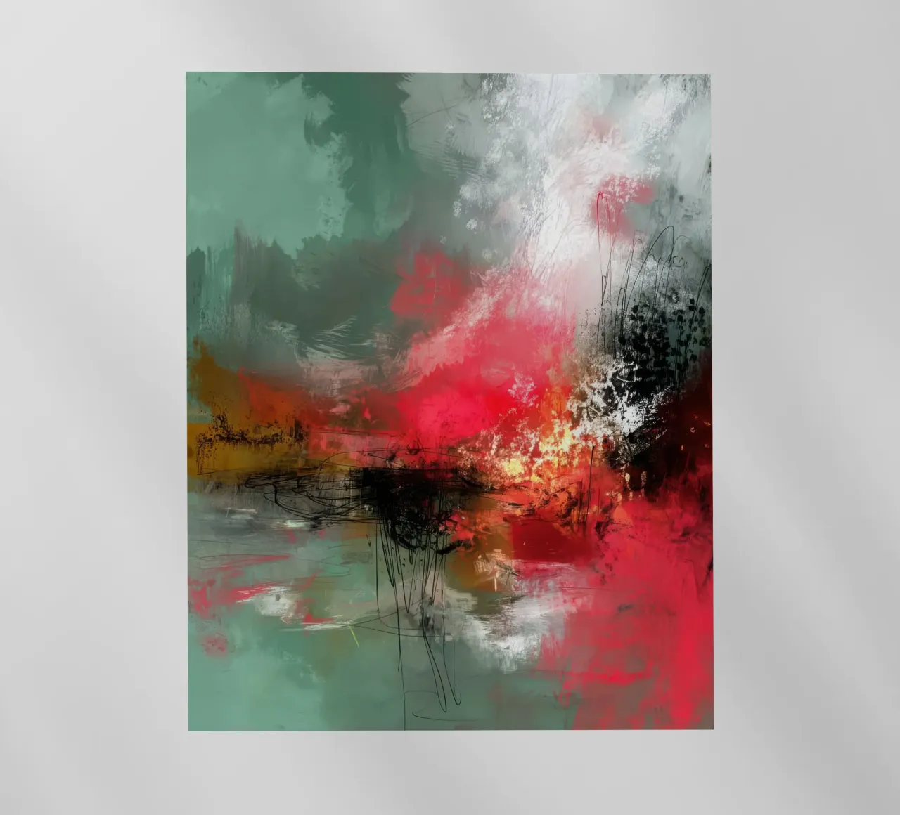 Orizzonte rosso Composizione astratta con verde e bianco pellicola backlit da StudioVO