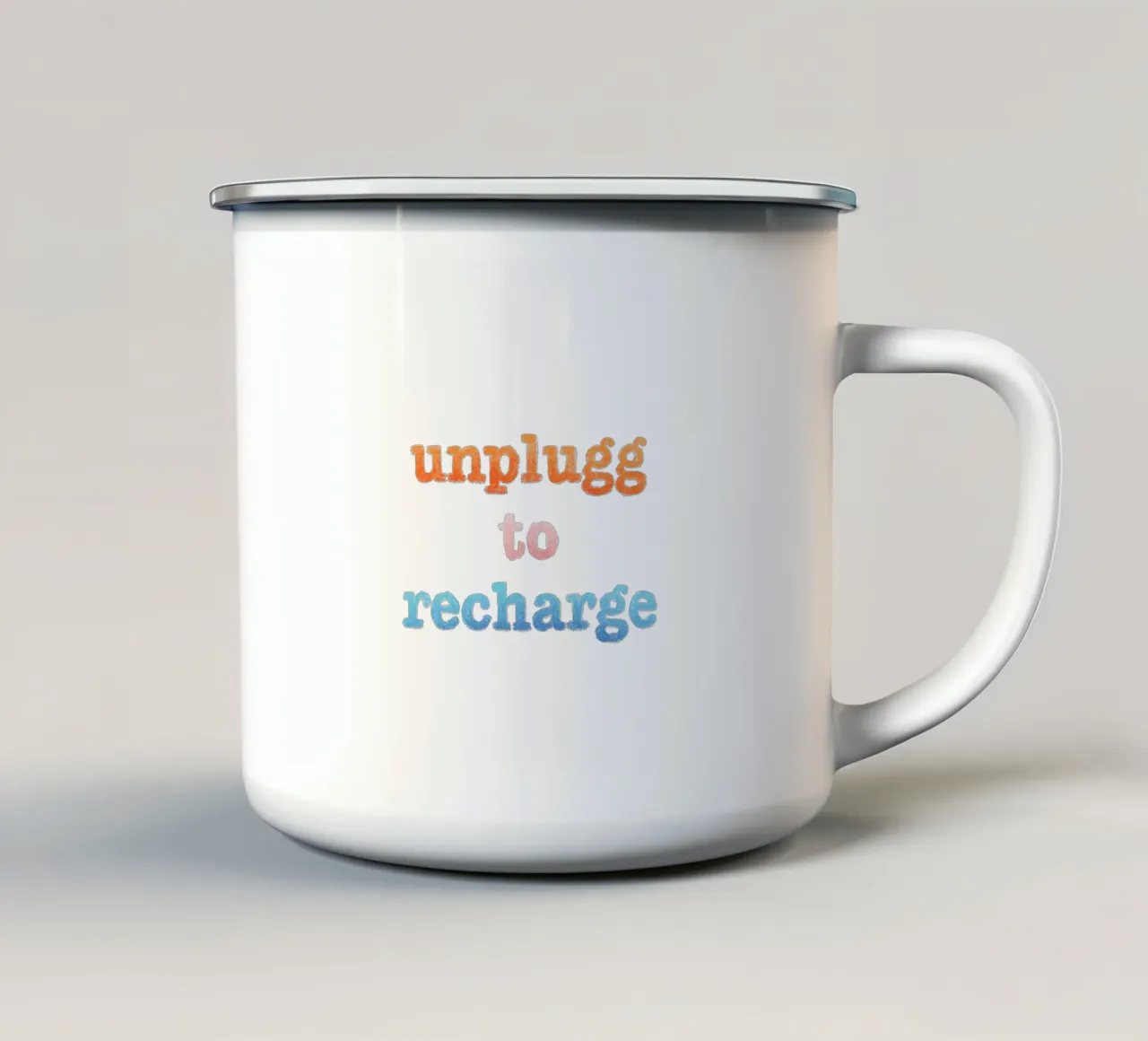 Unplugg to Recharge tazza in smalto da nicigabrieldesigns