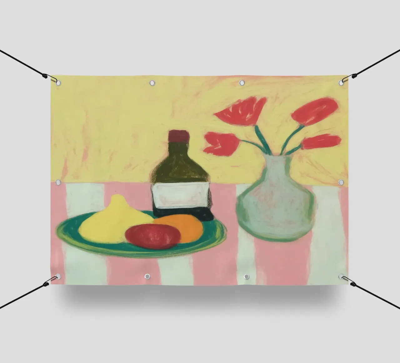Natura morta con tulipani e frutta telo in pvc da Bright Horizons
