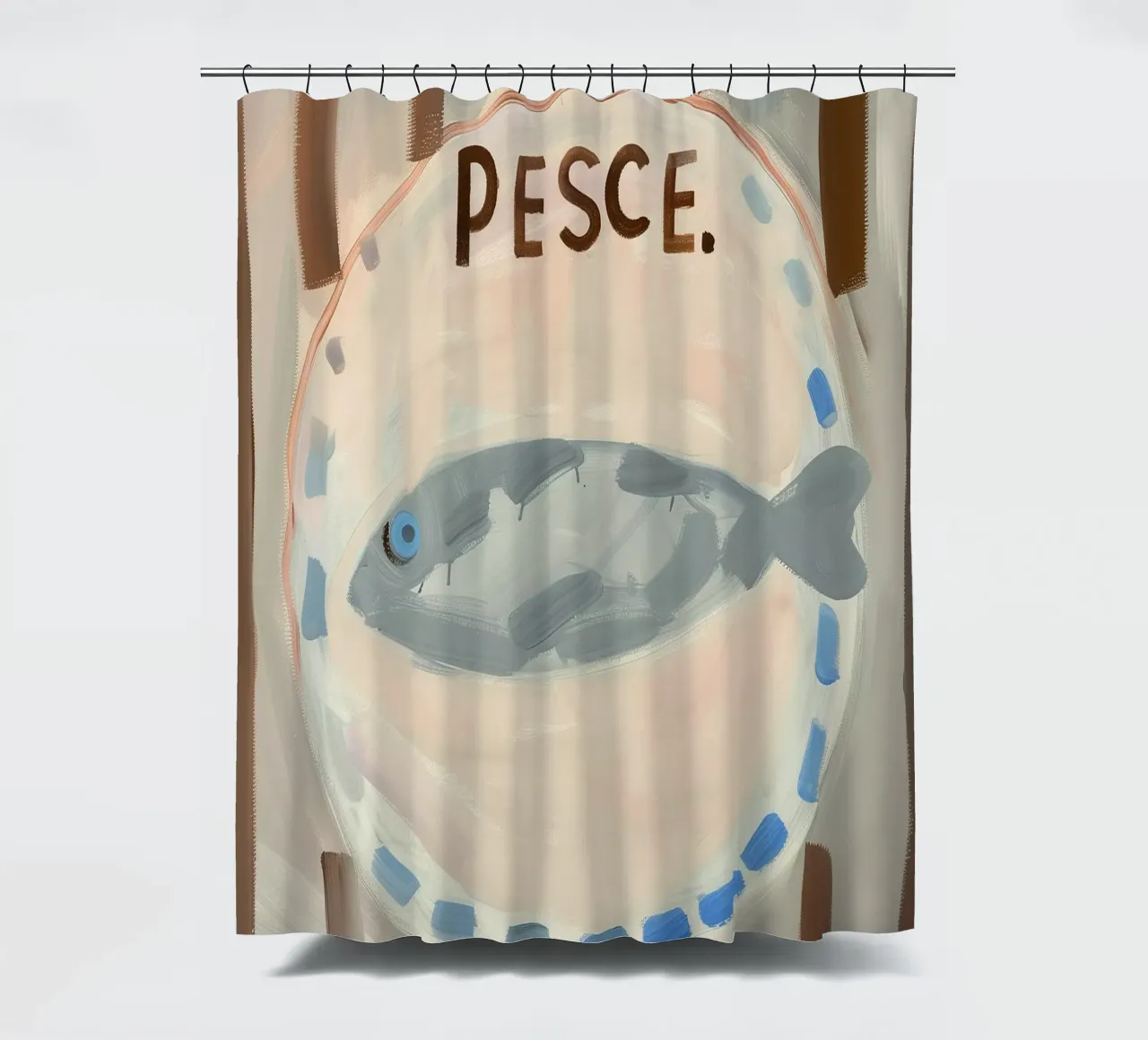 Pesce on Plate shower curtain by BALIKA HOMES ART