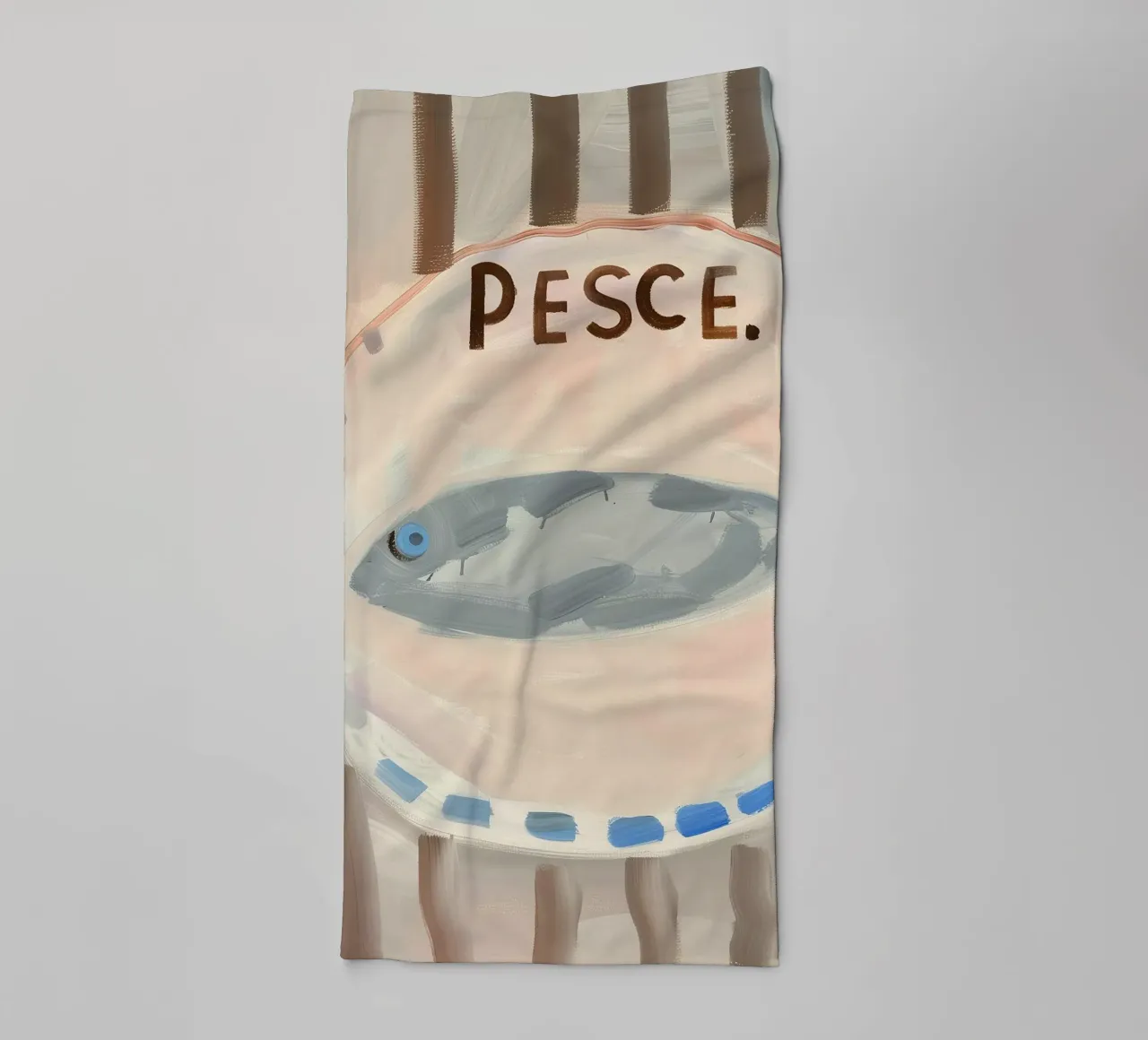 Pesce on Plate asciugamano da bagno da BALIKA HOMES ART