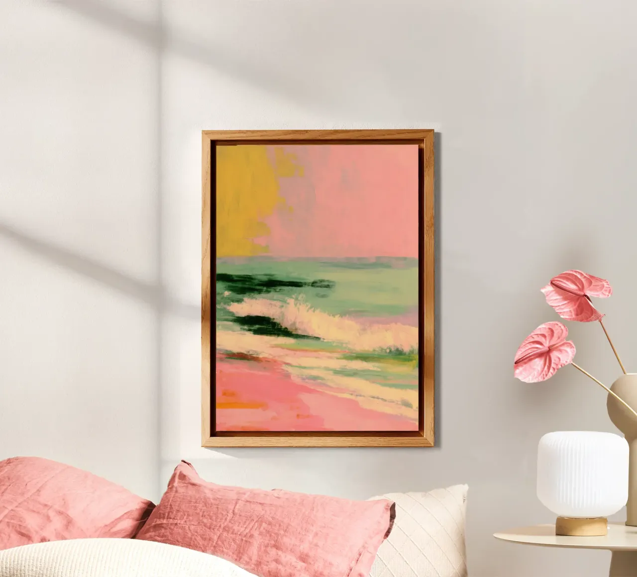 Immagine astratta della spiaggia con colori pastello alluminio dibond da Bright Horizons