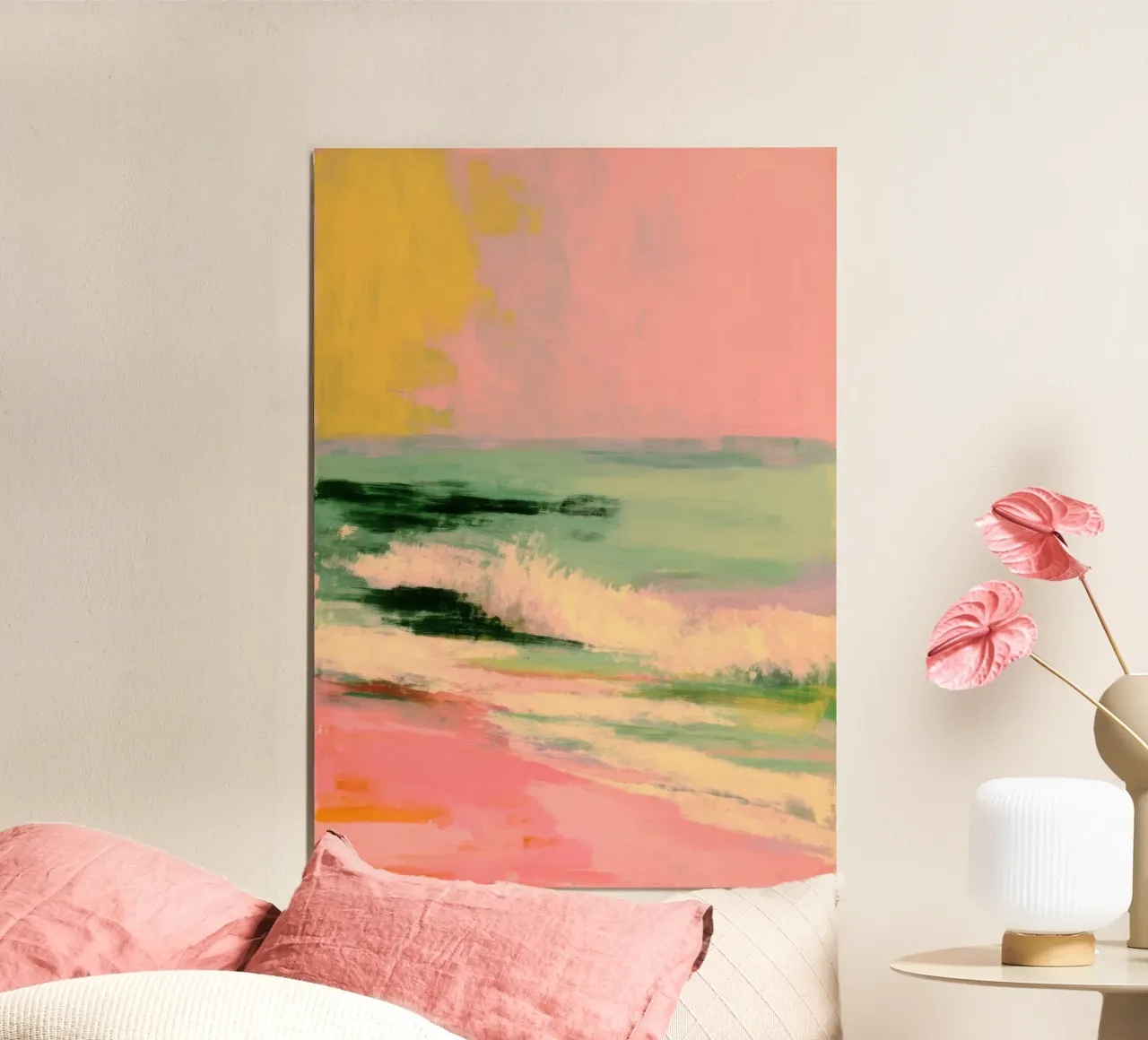 Immagine astratta della spiaggia con colori pastello alluminio dibond da Bright Horizons