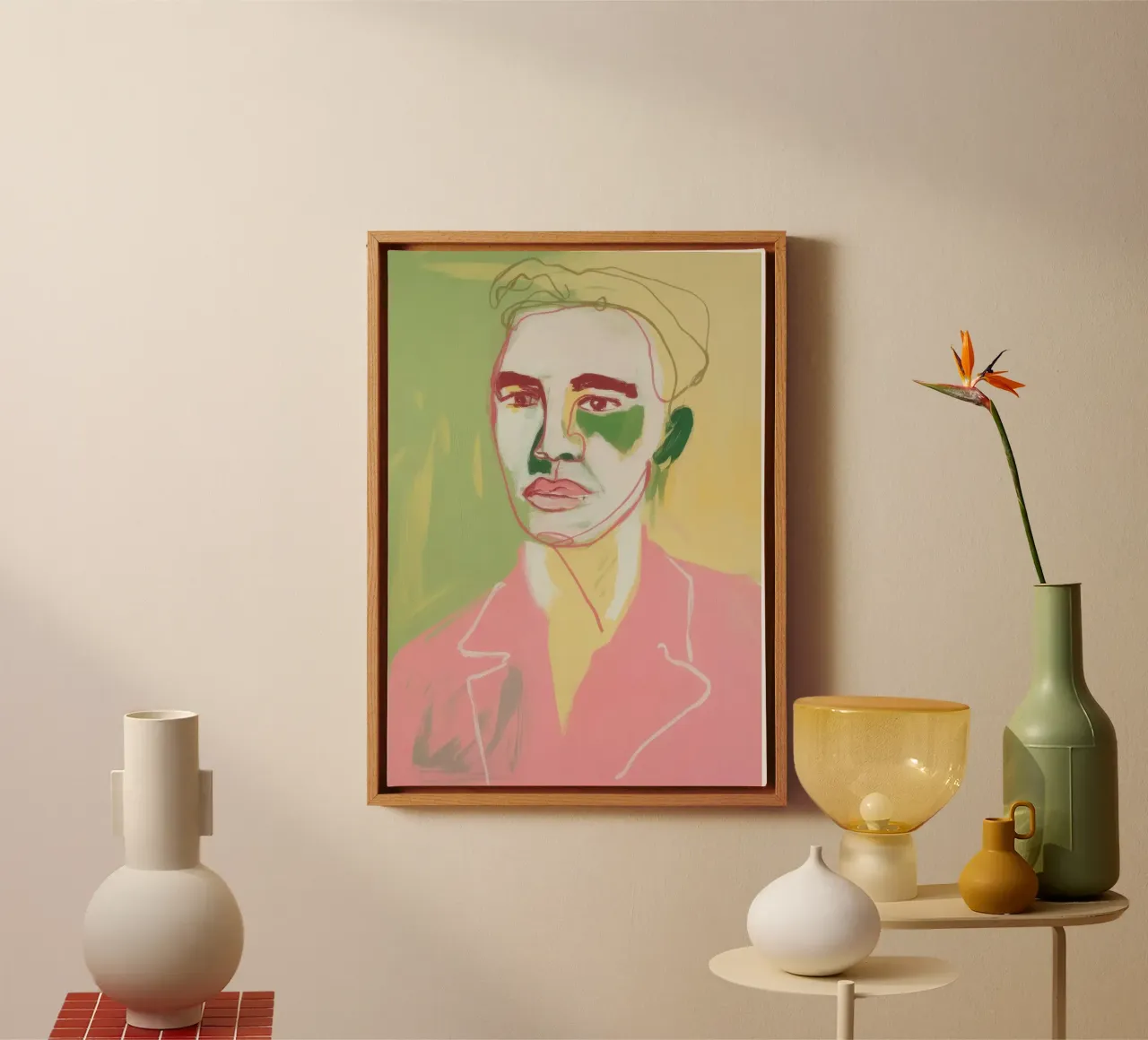 Line portrait with coloured areas canvas by Bright Horizons