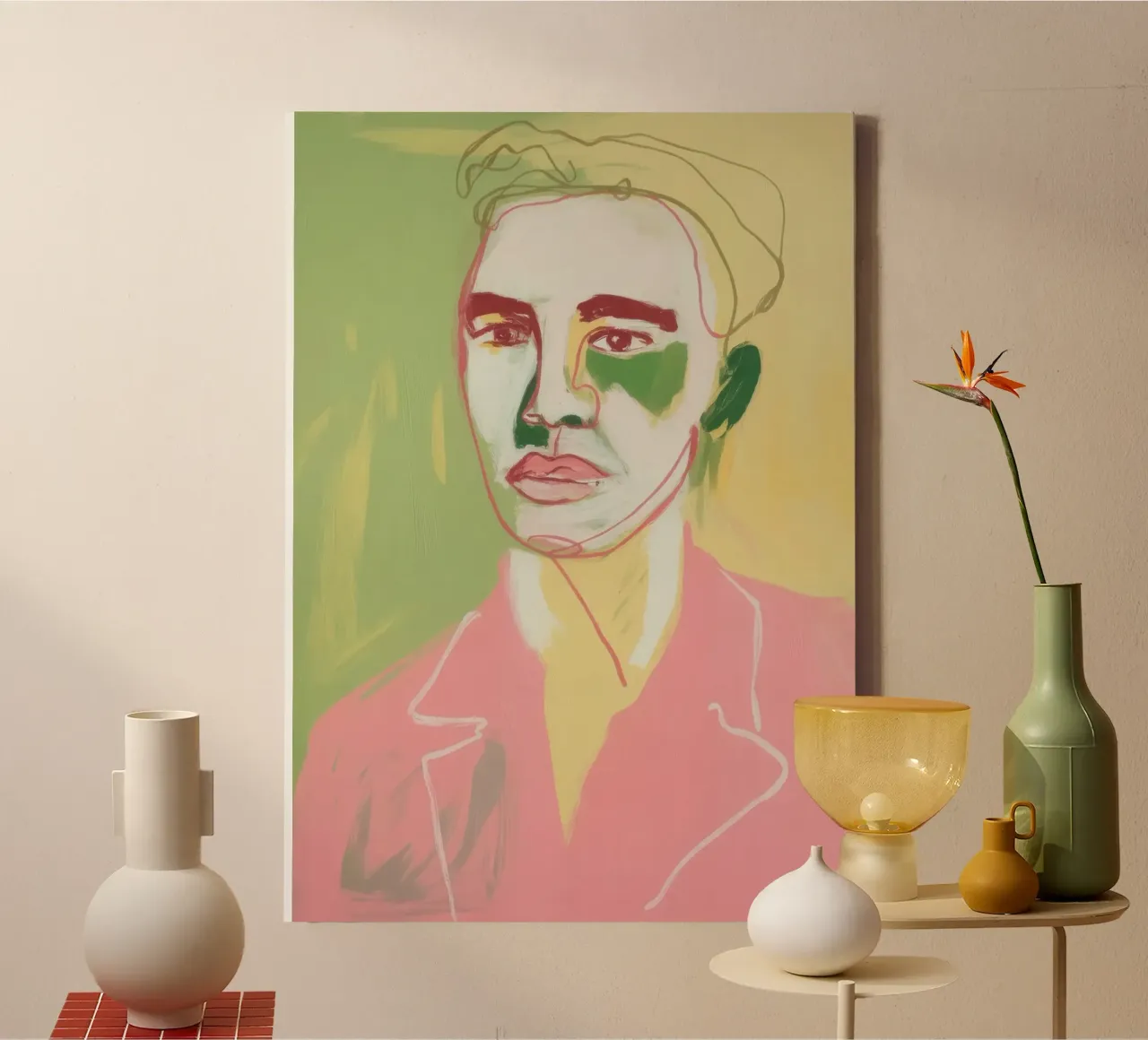 Line portrait with coloured areas canvas by Bright Horizons