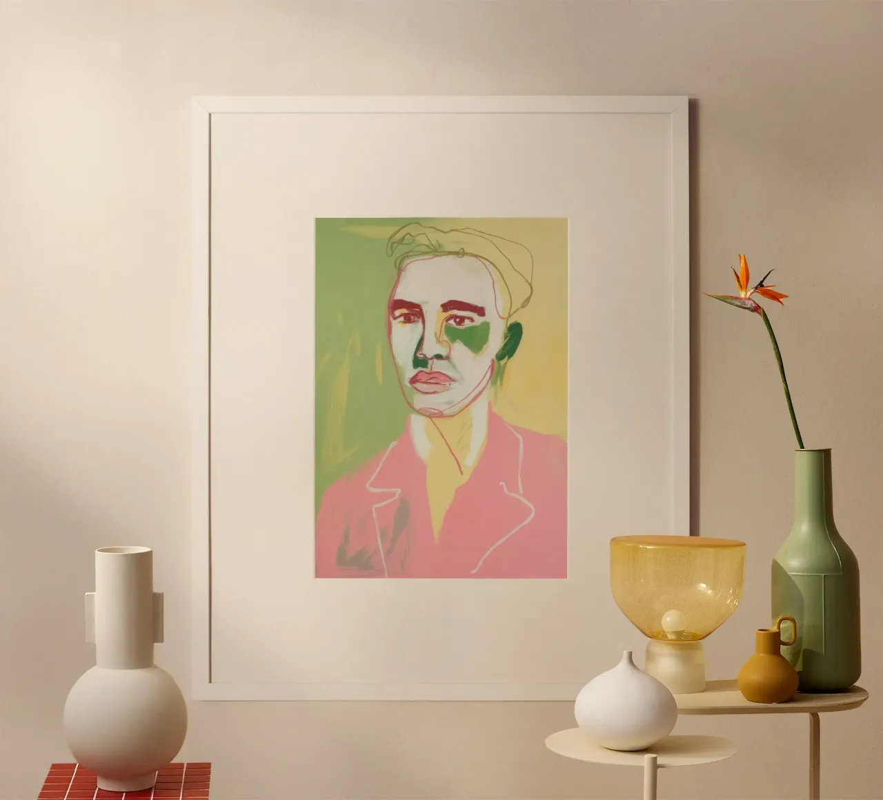 Ritratto di linea con aree colorate carta hahnemühle da Bright Horizons