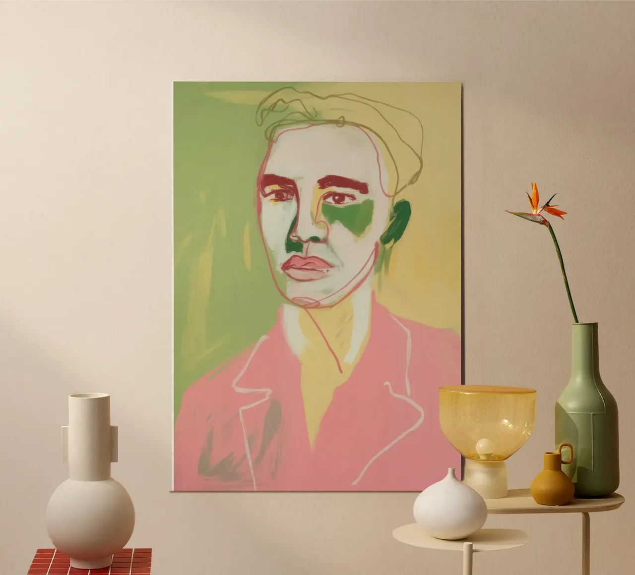 Ritratto di linea con aree colorate carta hahnemühle da Bright Horizons