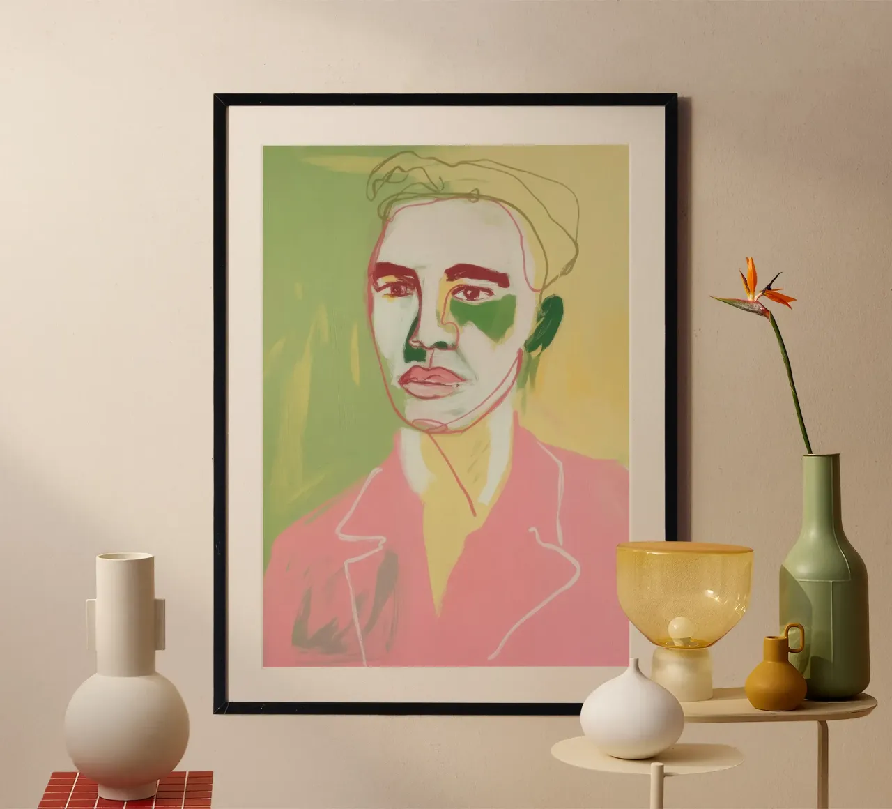 Ritratto di linea con aree colorate carta hahnemühle da Bright Horizons