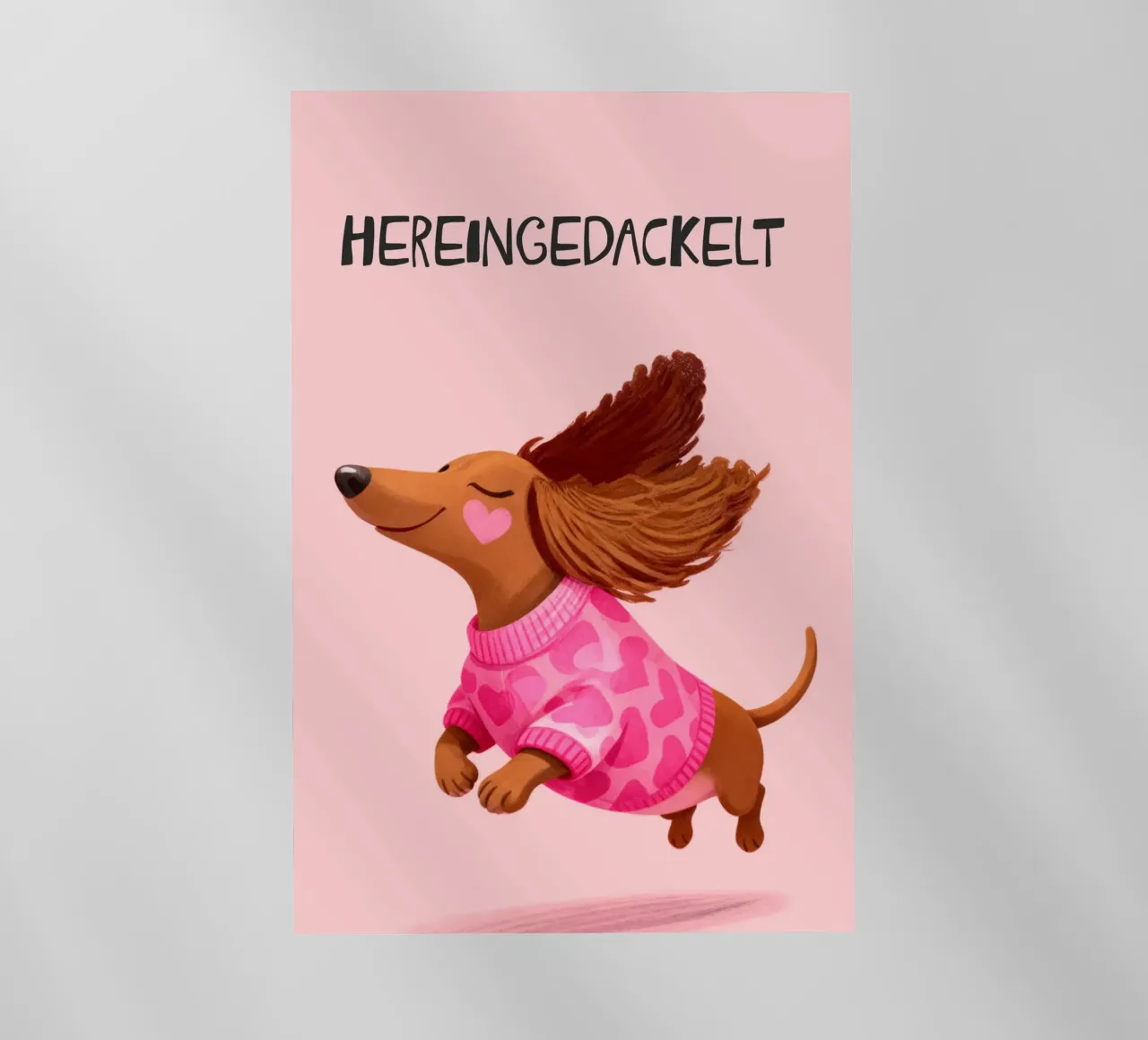 Hereingedackelt dachshund, Come in Home Art lámina retroiluminada de Attaboy Dsgn