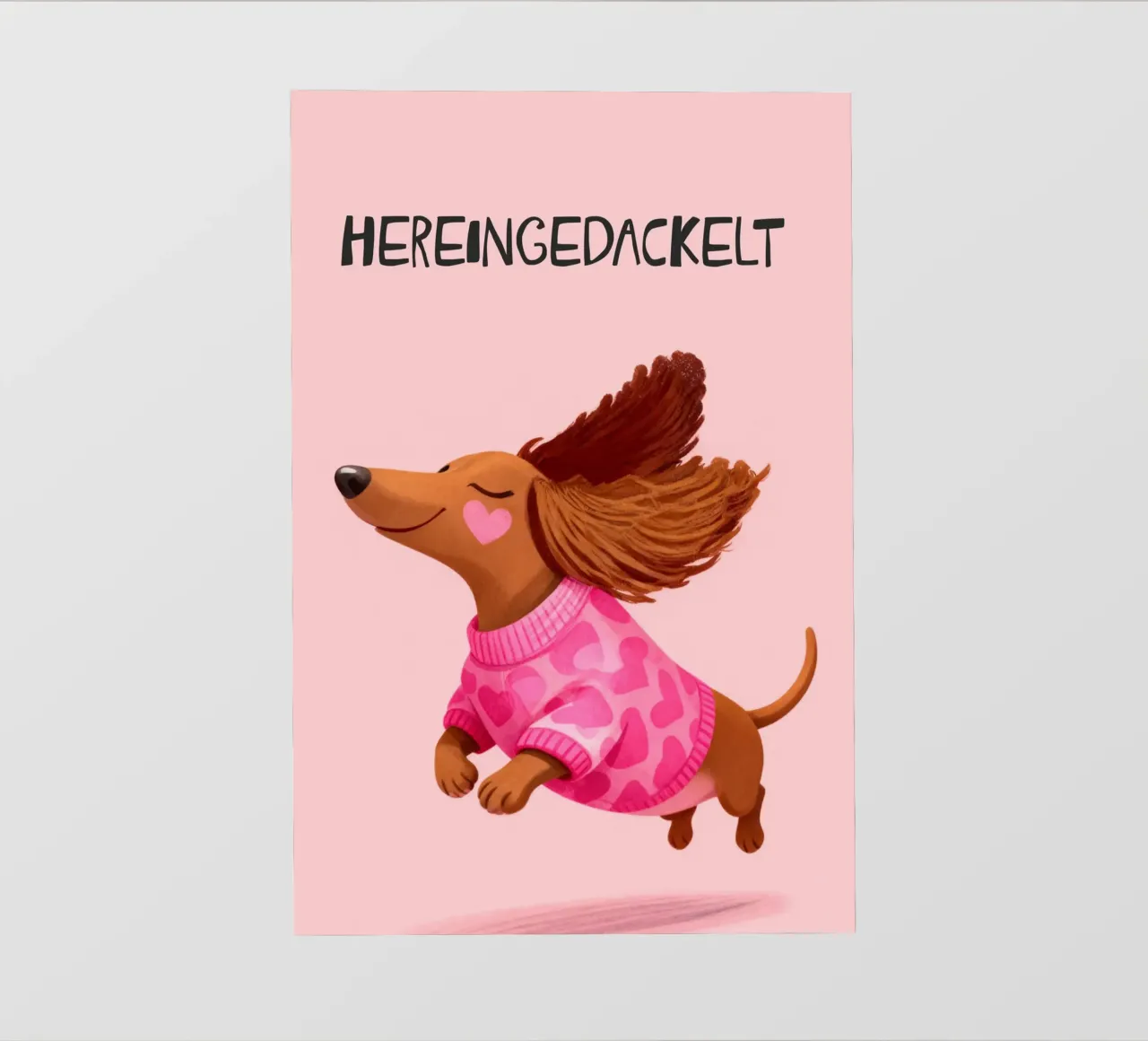 Hereingedackelt dachshund, Come in Home Art lámina retroiluminada de Attaboy Dsgn