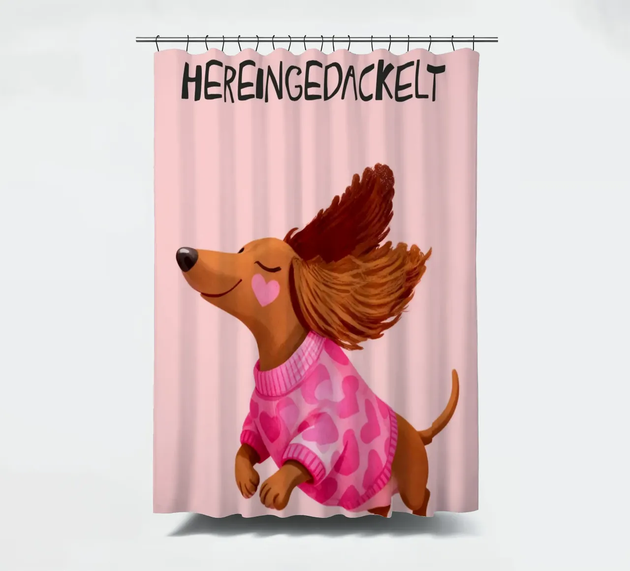 Hereingedackelt dachshund, Come in Home Art Duschvorhang von Attaboy Dsgn
