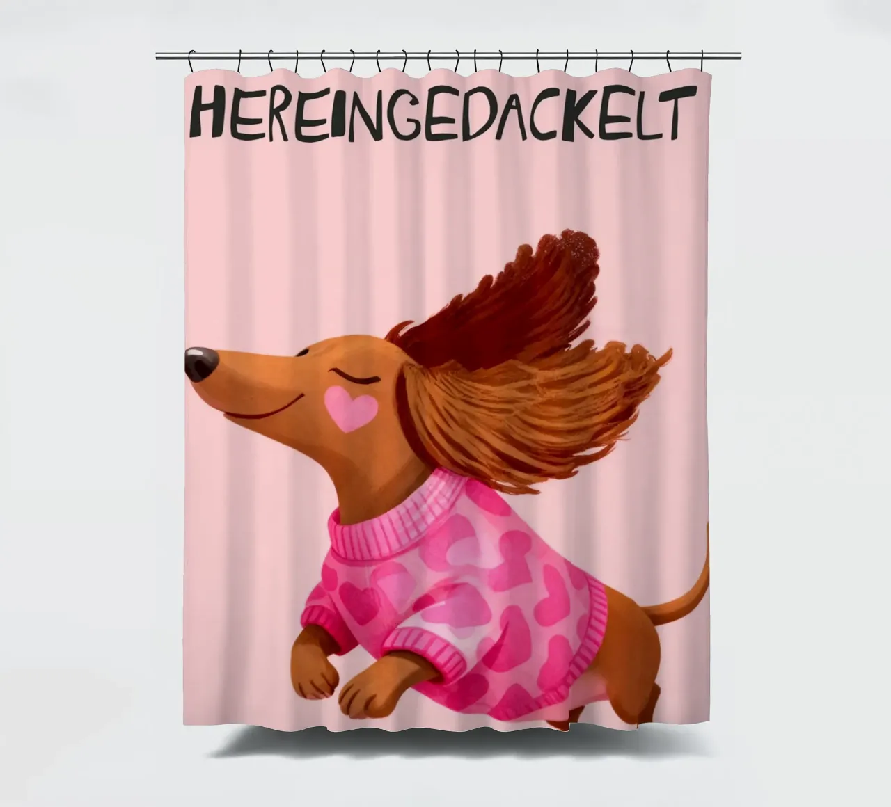 Hereingedackelt dachshund, Come in Home Art Duschvorhang von Attaboy Dsgn