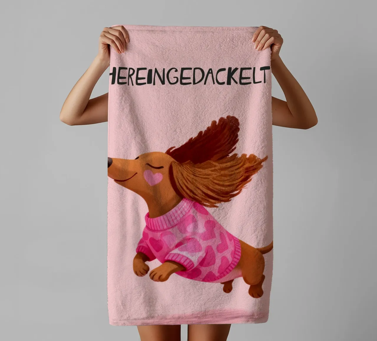 Hereingedackelt dachshund, Come in Home Art Handtuch von Attaboy Dsgn