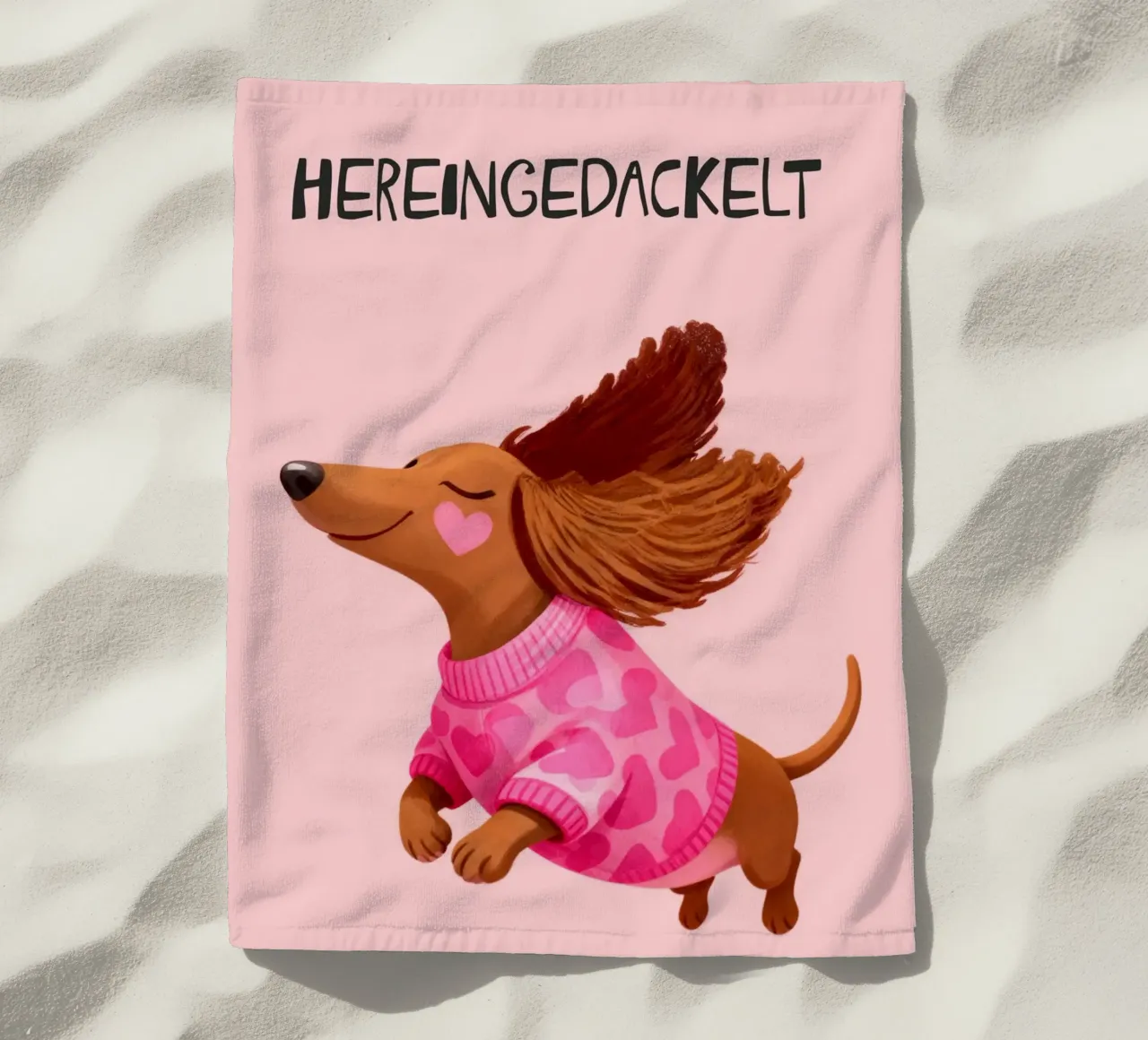 Hereingedackelt dachshund, Come in Home Art telo mare da Attaboy Dsgn