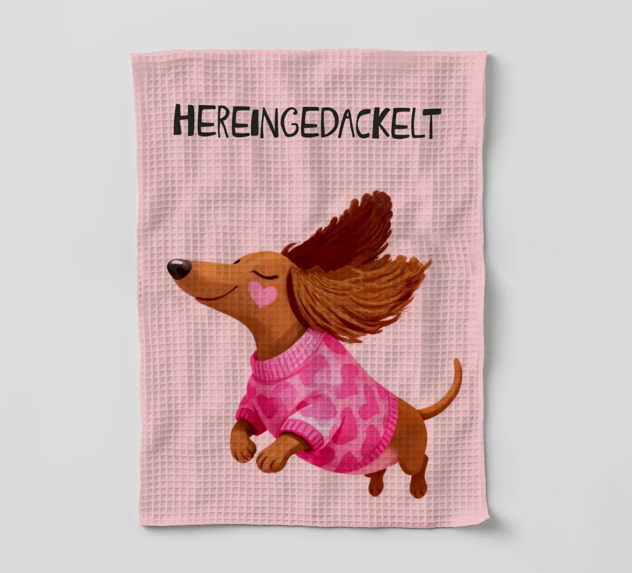 Hereingedackelt dachshund, Come in Home Art Geschirrtuch von Attaboy Dsgn