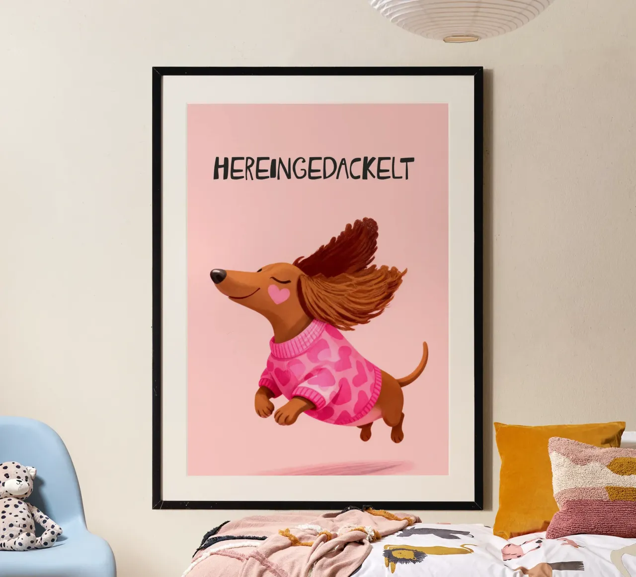 Hereingedackelt dachshund, Come in Home Art Hahnemühle von Attaboy Dsgn