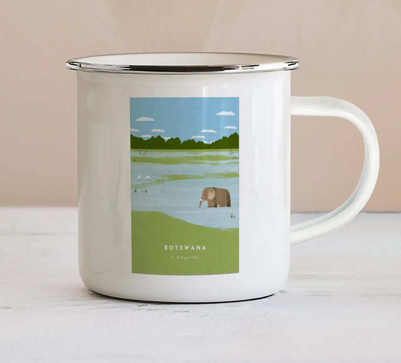Safari Personalized Travel Poster tazza in smalto da Henry Rivers