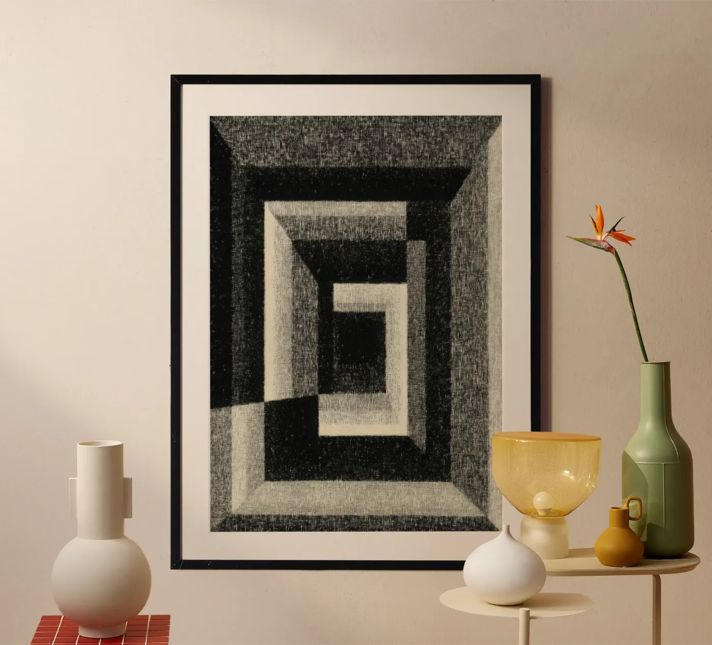 Geometric black-grey pattern poster by Line & Perception