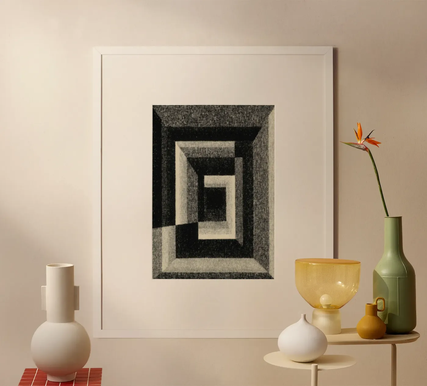 Geometric black-grey pattern poster by Line & Perception