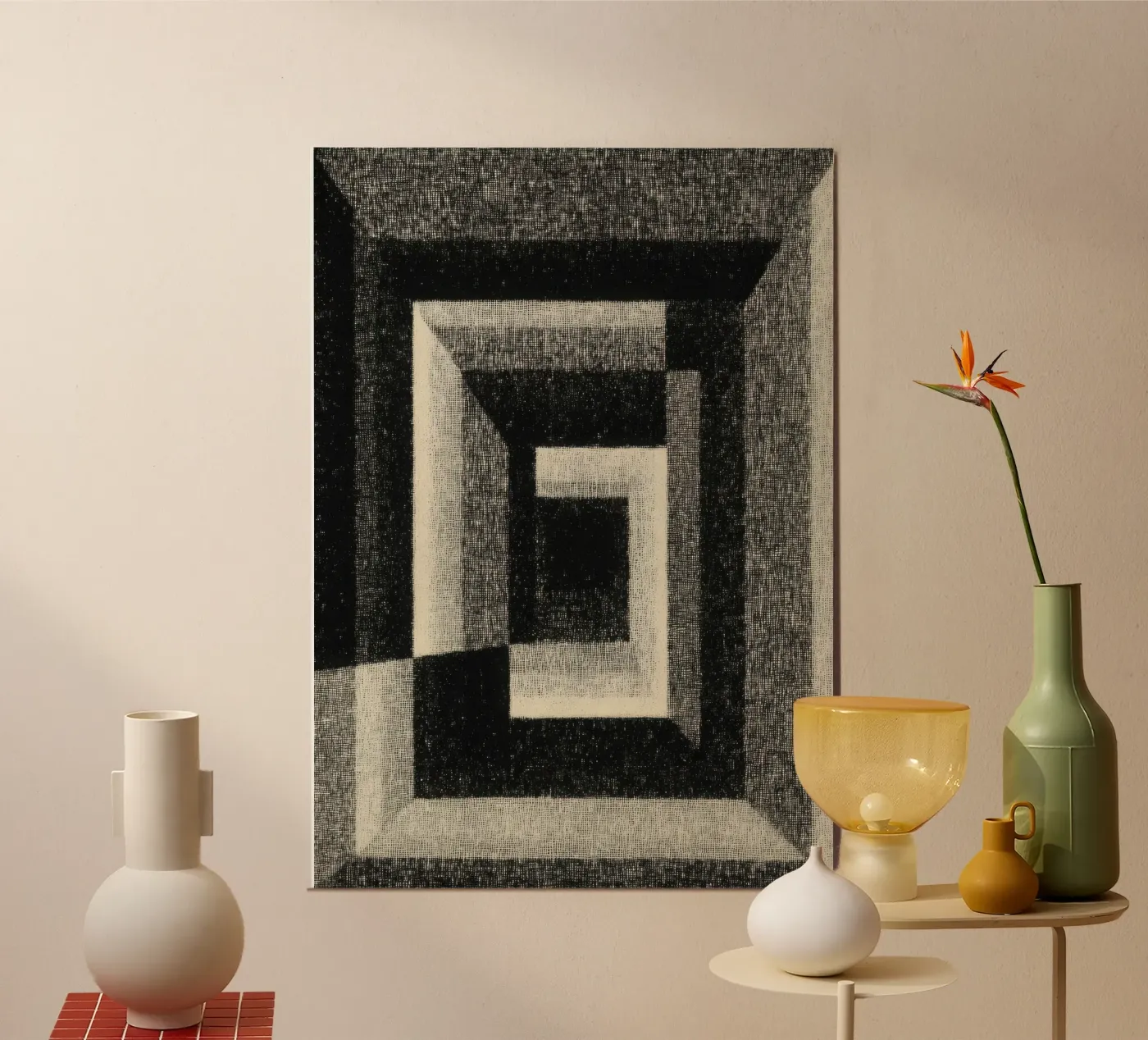 Geometric black-grey pattern poster by Line & Perception
