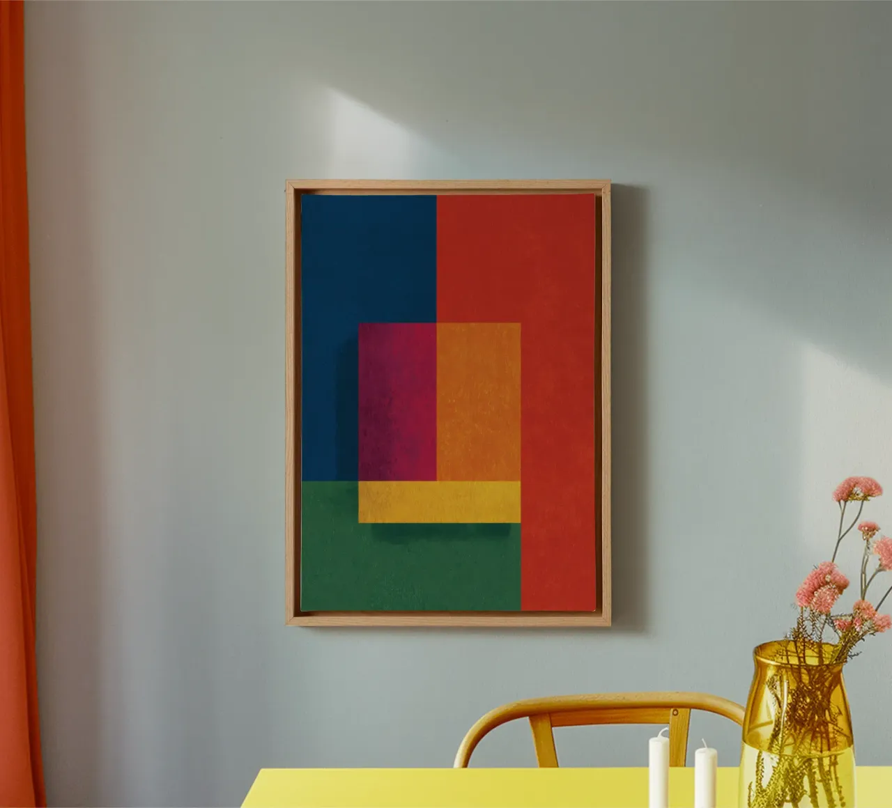 Abstract colour block design canvas by Nikis Art Studio