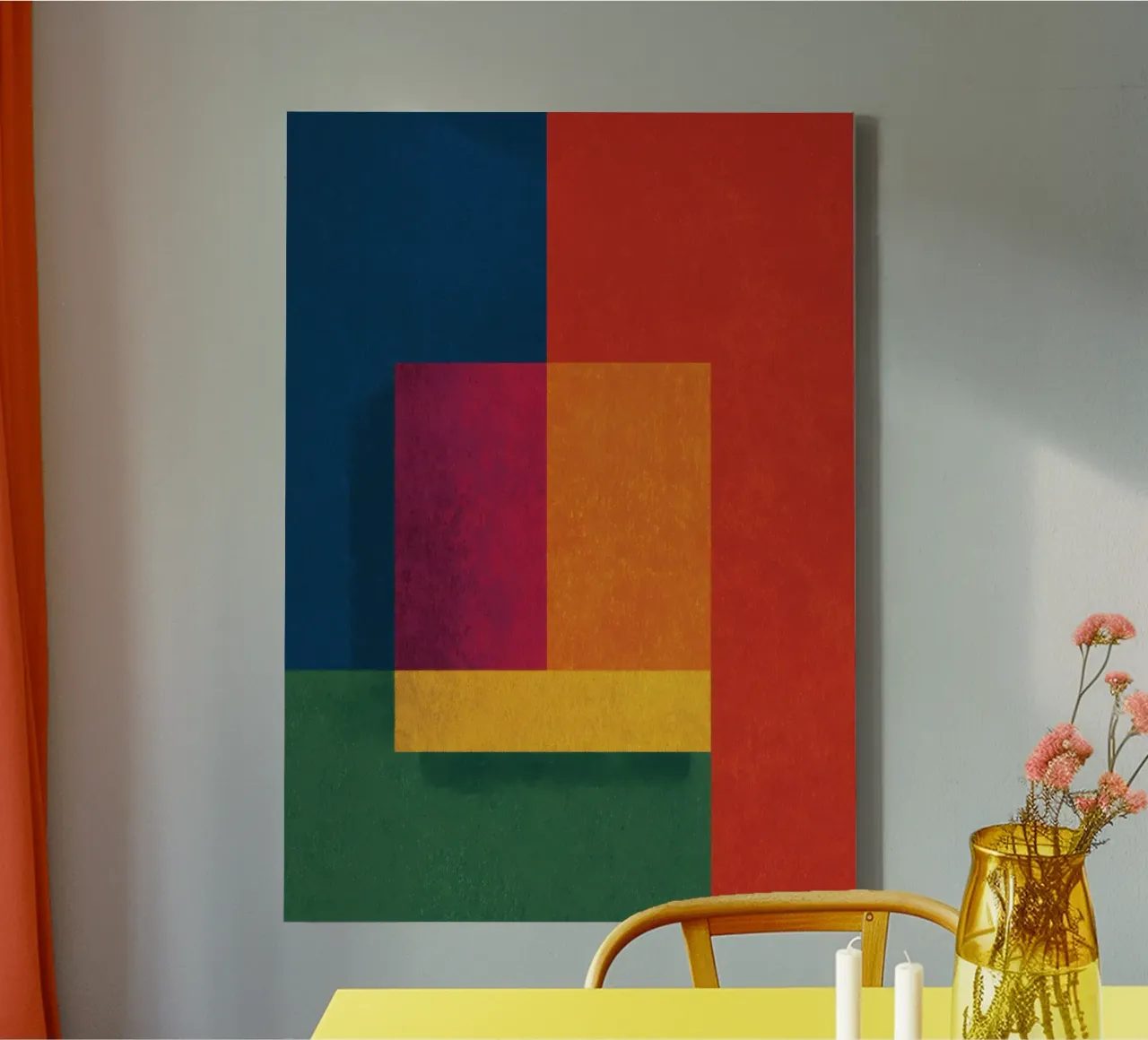Abstract colour block design canvas by Nikis Art Studio