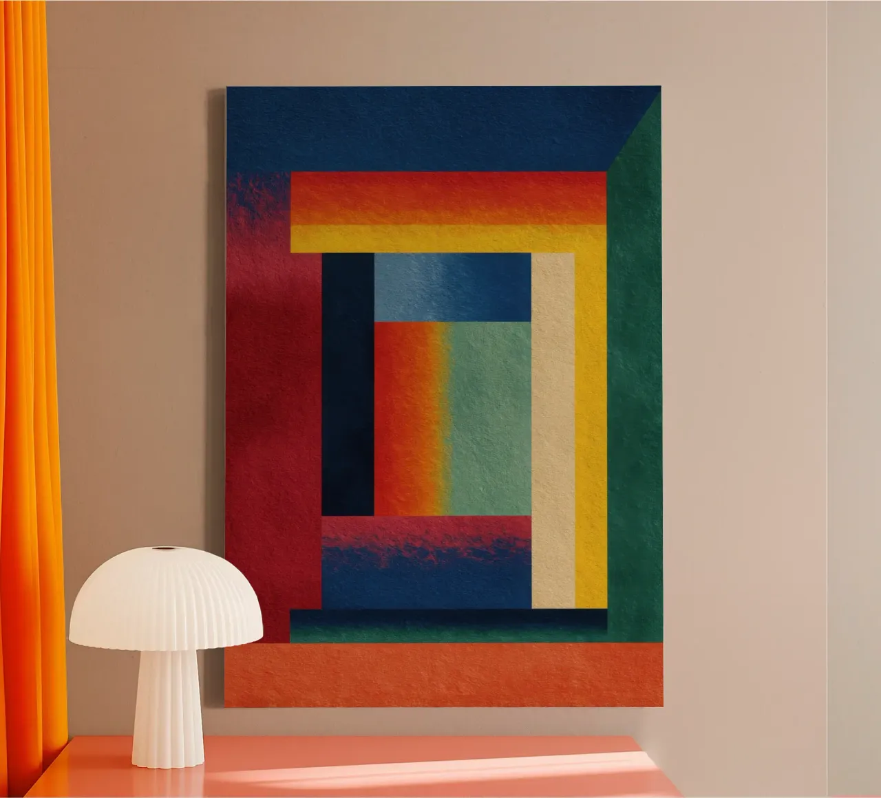 Abstract colour block pattern II canvas by Nikis Art Studio