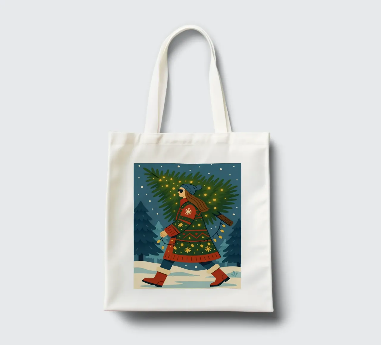 PASSEGGIANDO IN UN PAESE DELLE MERAVIGLIE INVERNALE borsa in juta da CHRISTMAS ART