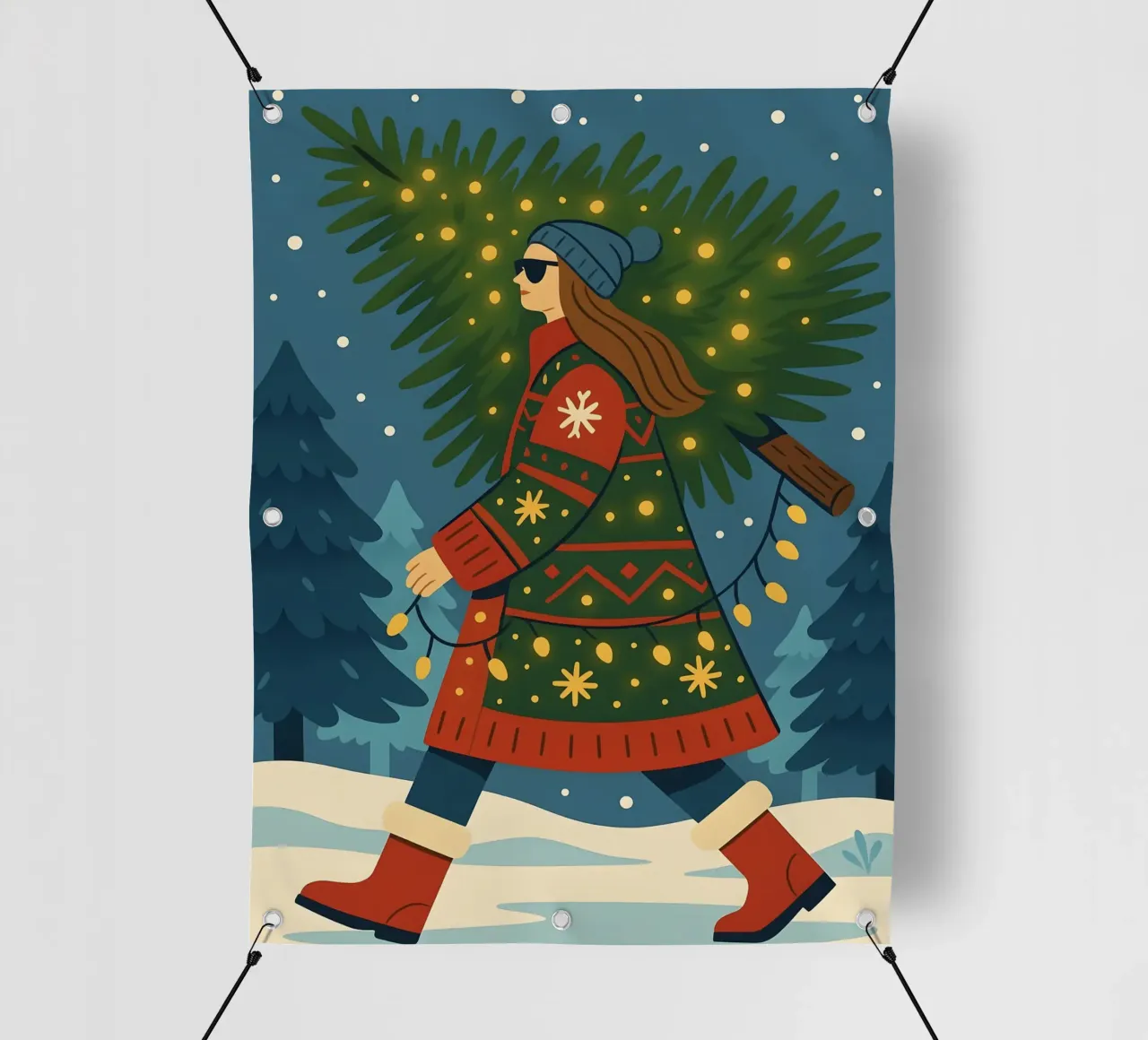 PASSEGGIANDO IN UN PAESE DELLE MERAVIGLIE INVERNALE telo in pvc da CHRISTMAS ART