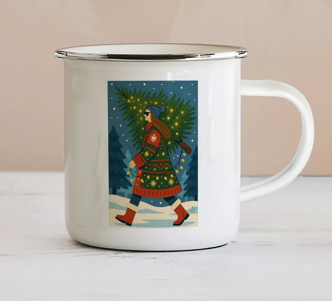 PASSEGGIANDO IN UN PAESE DELLE MERAVIGLIE INVERNALE tazza in smalto da CHRISTMAS ART