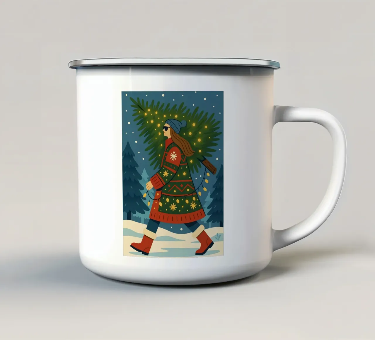 PASSEGGIANDO IN UN PAESE DELLE MERAVIGLIE INVERNALE tazza in smalto da CHRISTMAS ART