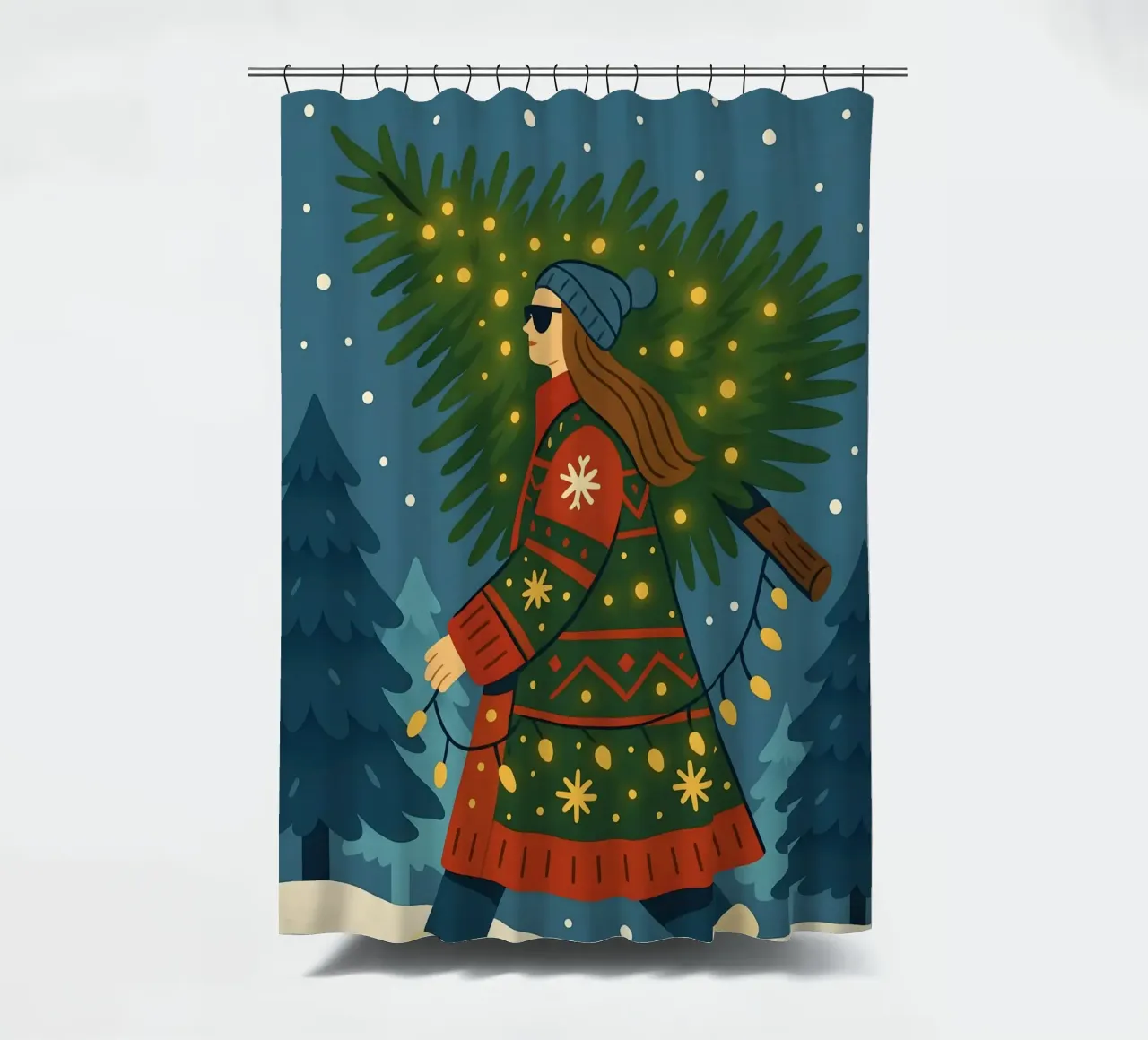 PASSEGGIANDO IN UN PAESE DELLE MERAVIGLIE INVERNALE tenda da doccia da CHRISTMAS ART