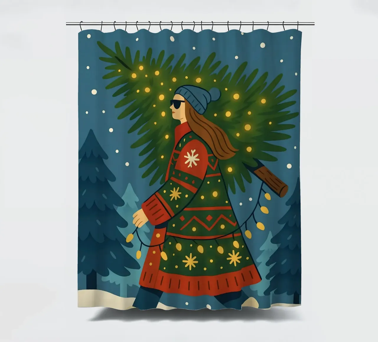 PASSEGGIANDO IN UN PAESE DELLE MERAVIGLIE INVERNALE tenda da doccia da CHRISTMAS ART