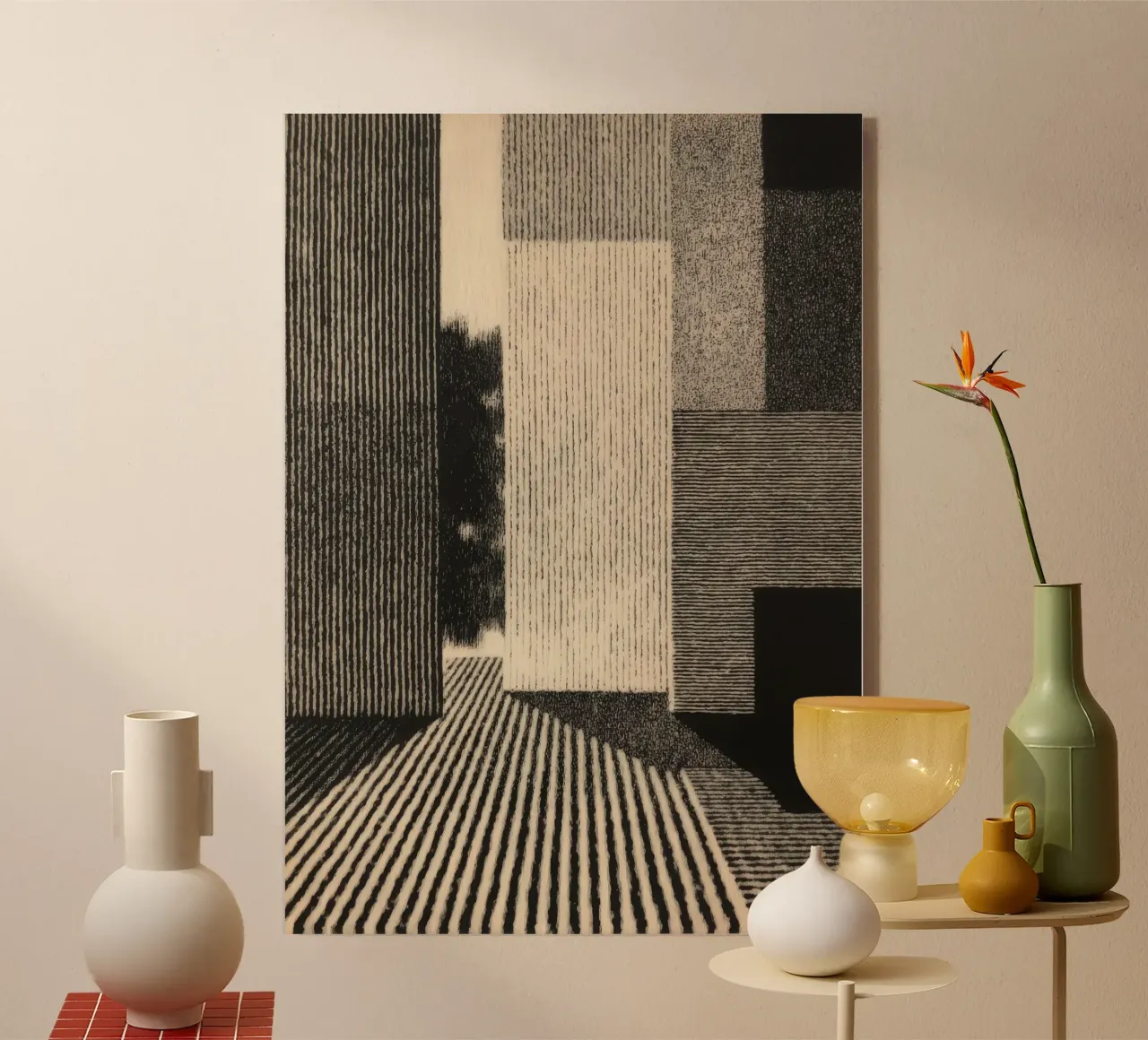 Composizione geometrica monocromatica plexiglass da Line & Perception