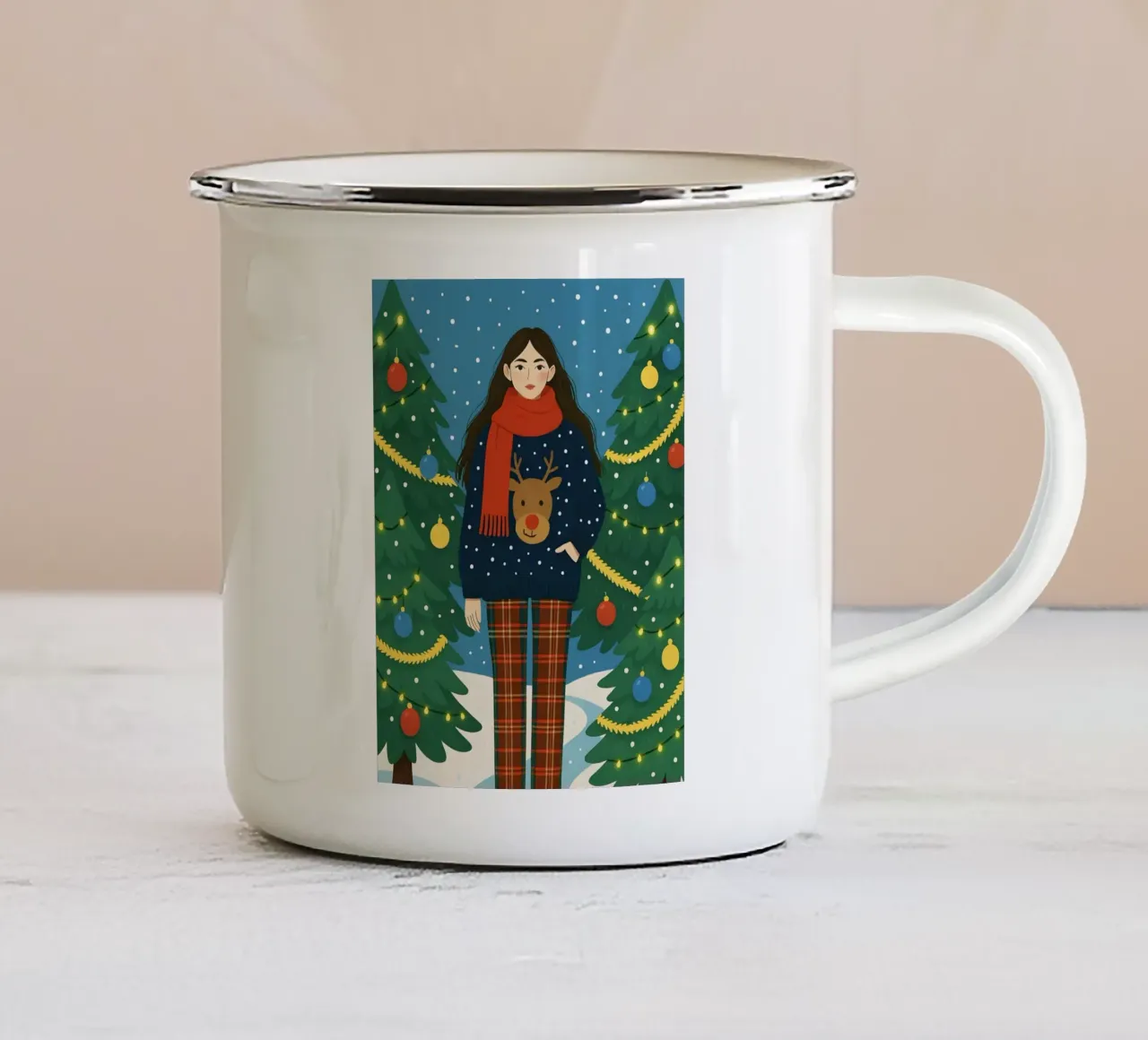RUDOLPH THE RED NOSE REINDEER Emaille Tasse von CHRISTMAS ART
