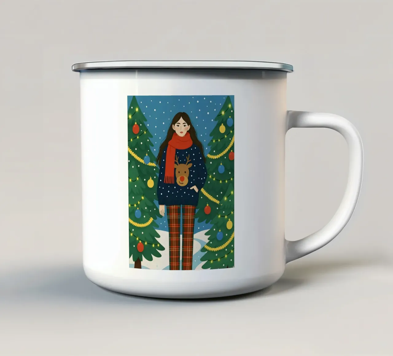 RUDOLPH THE RED NOSE REINDEER Emaille Tasse von CHRISTMAS ART