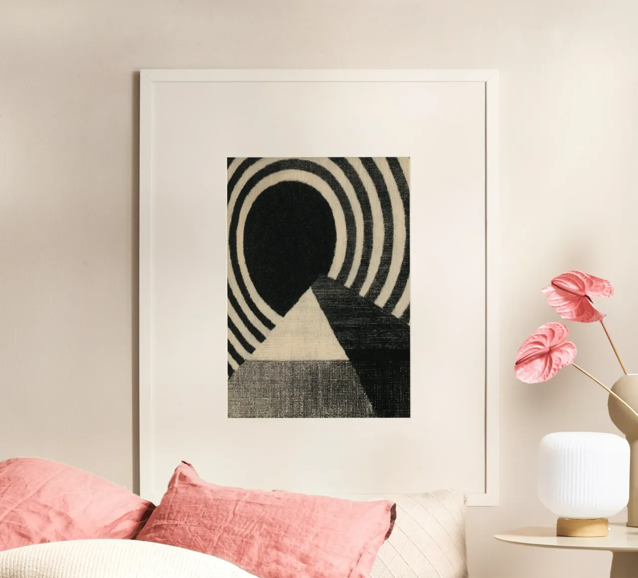 Abstract circle-triangle composition poster by Line & Perception