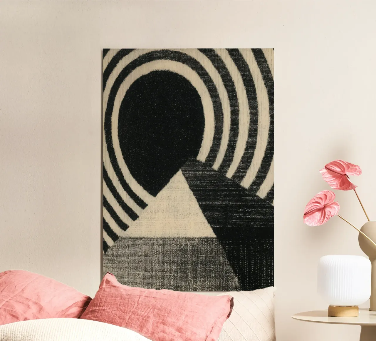 Abstract circle-triangle composition poster by Line & Perception