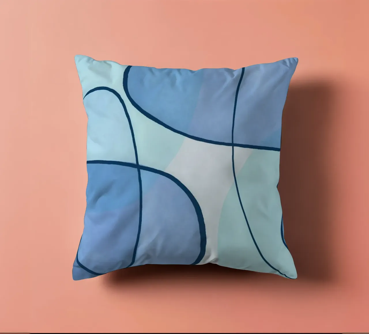Abstract Line Art Ocean Blue cuscino da Andrea Haase Contemporary Timeless