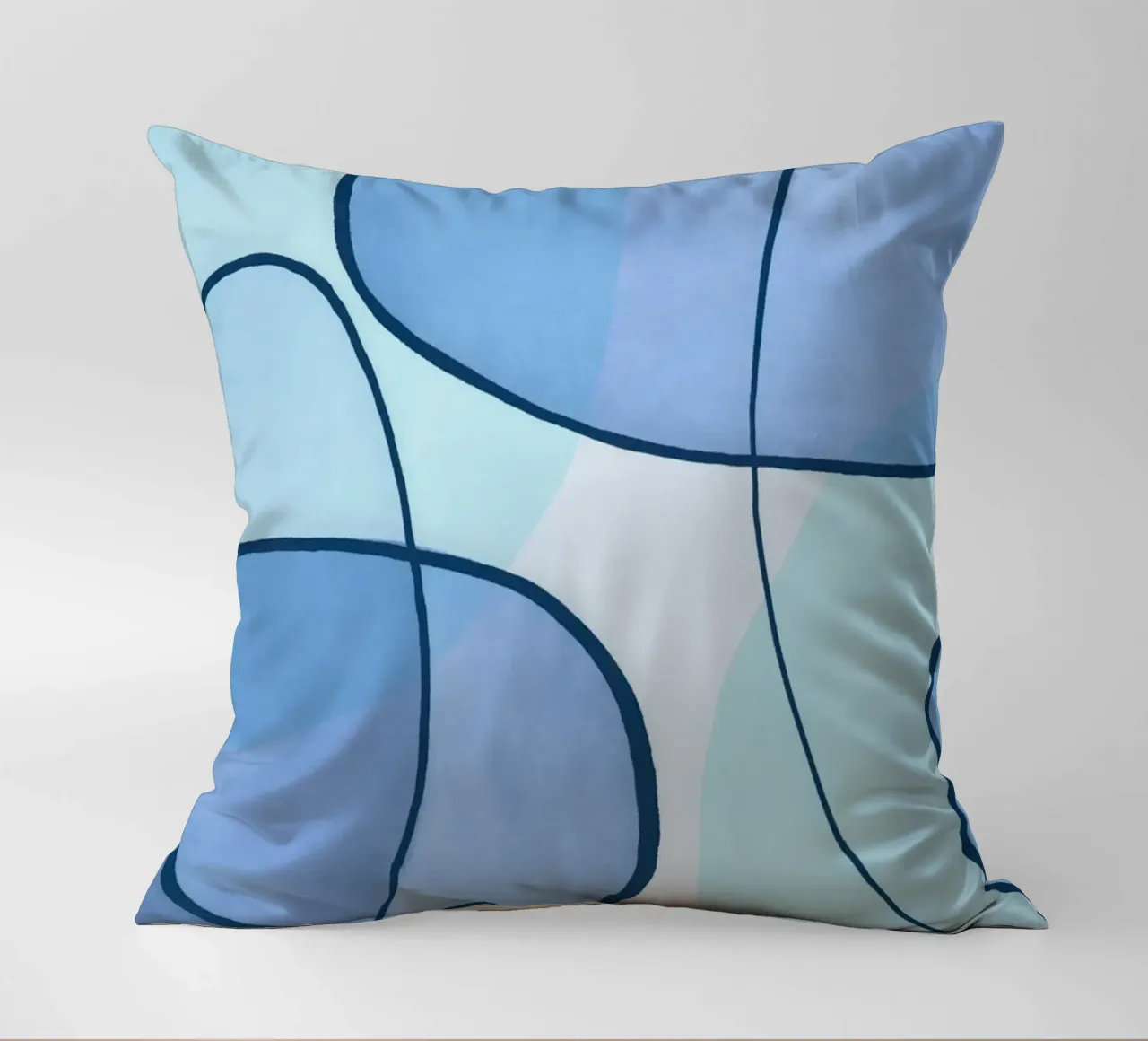 Abstract Line Art Ocean Blue cuscino da Andrea Haase Contemporary Timeless