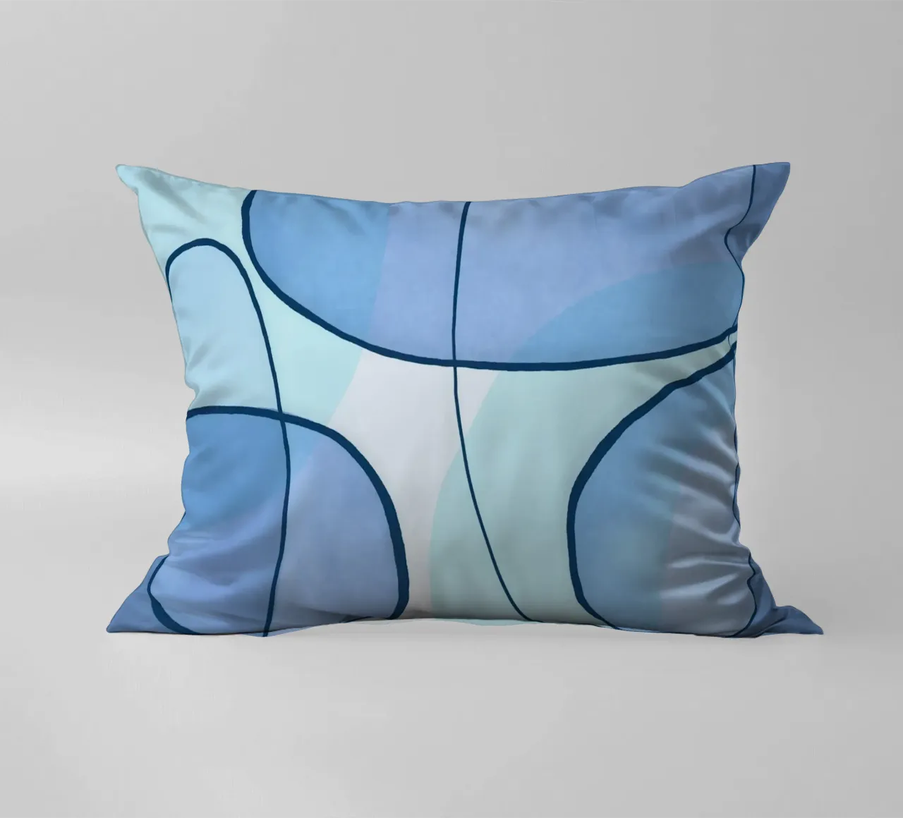 Abstract Line Art Ocean Blue cuscino da Andrea Haase Contemporary Timeless