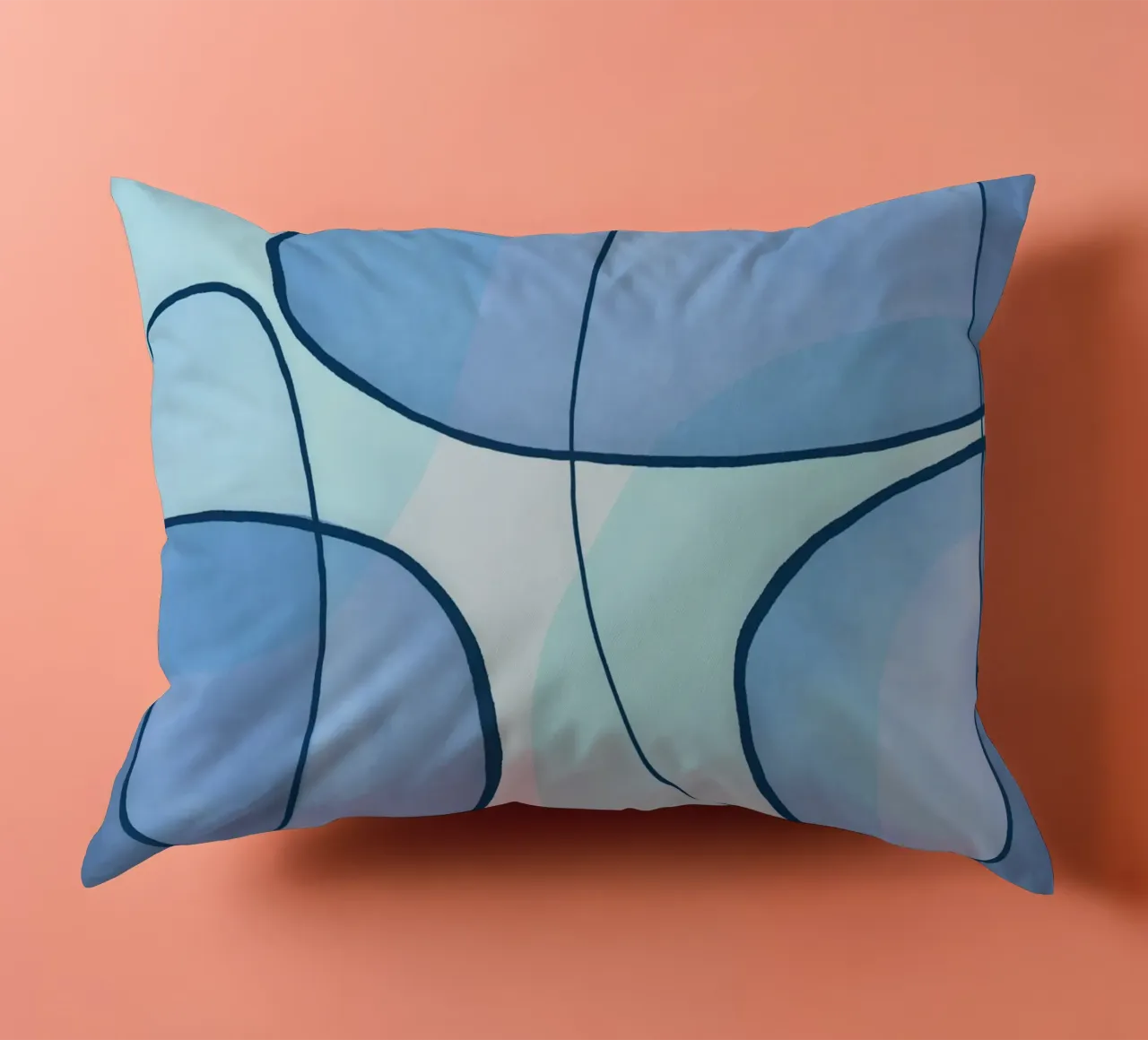 Abstract Line Art Ocean Blue cuscino da Andrea Haase Contemporary Timeless