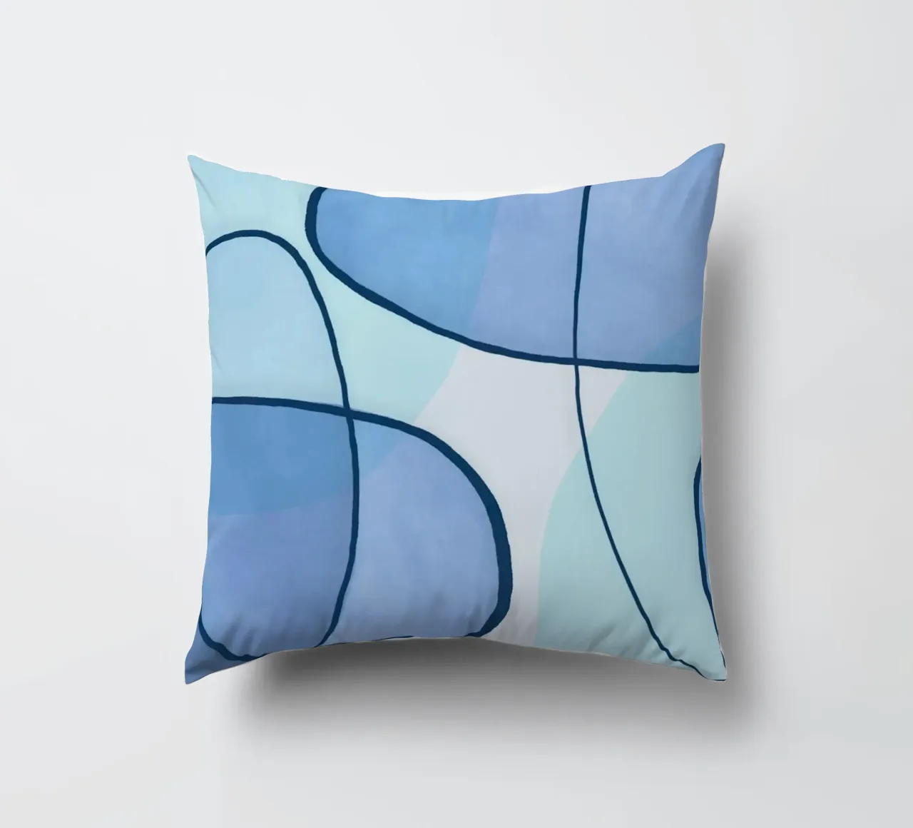 Abstract Line Art Ocean Blue cuscino da Andrea Haase Contemporary Timeless