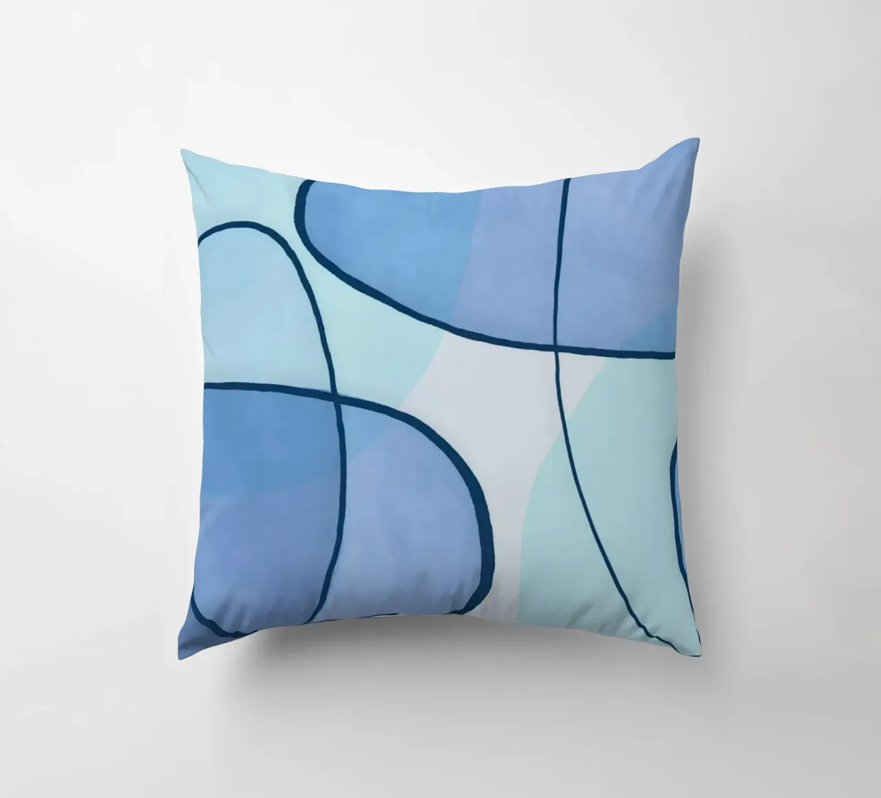 Abstract Line Art Ocean Blue cuscino da Andrea Haase Contemporary Timeless